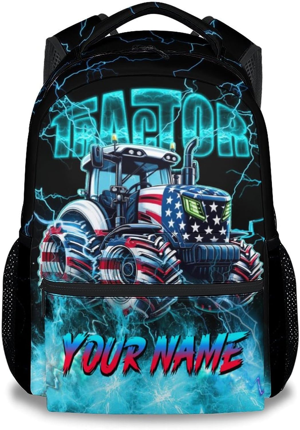 Backpack for Boys, Tractor Backpack for Kids Ages 6-8, 17 Inch Custom Bookbag with Name, Personalized Back to School Gifts
