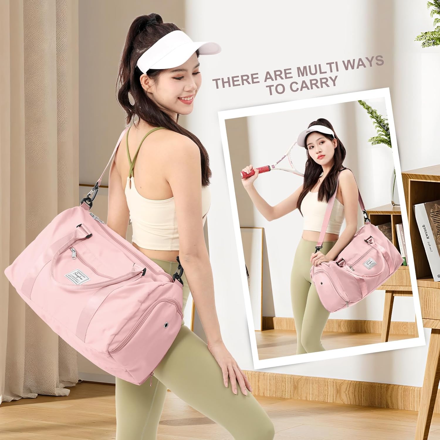 Gym Bag for Women with Shoes Compartment,Small Duffel Bag Sport bag with Toiletry Bag Overnight