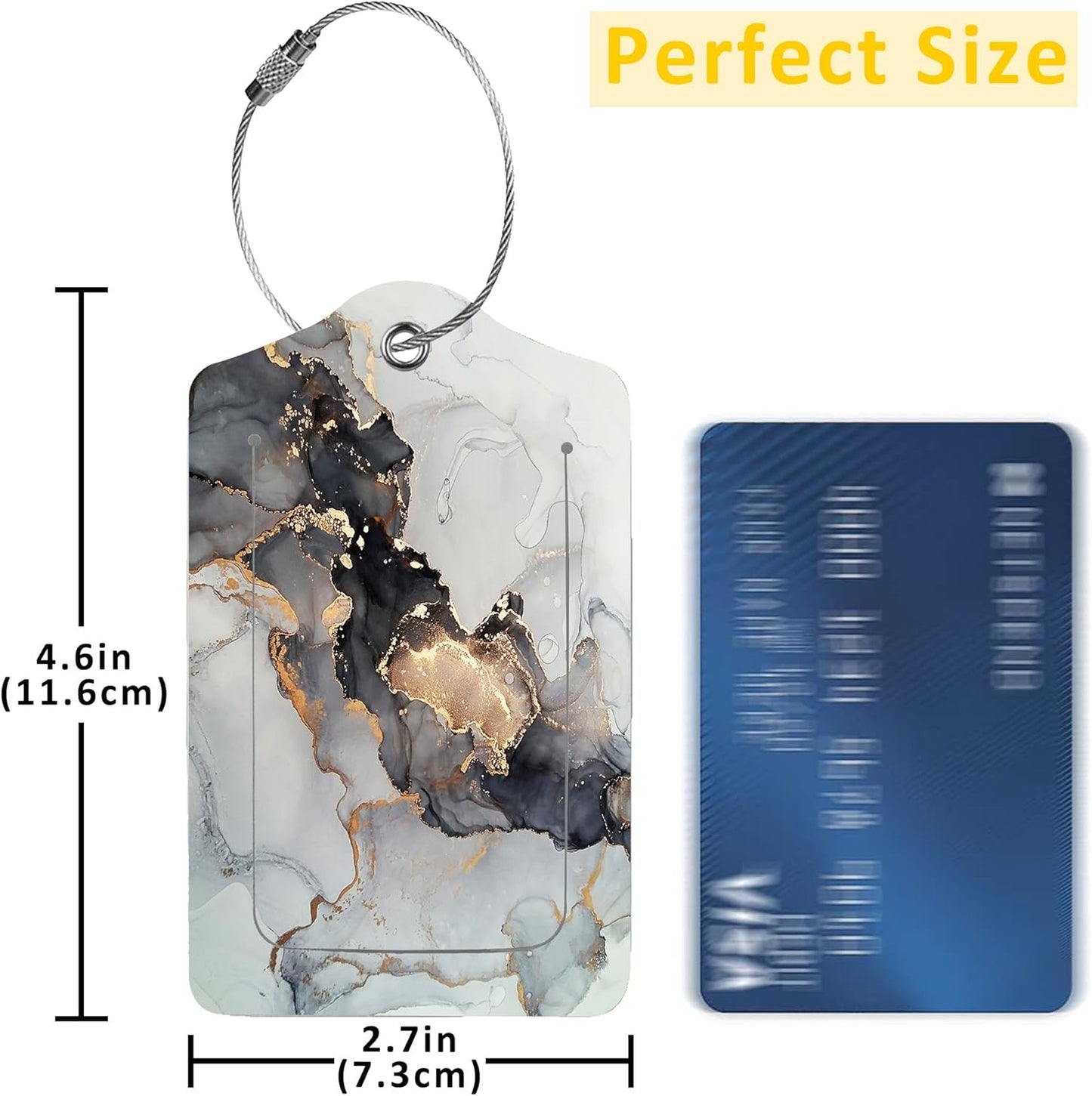 2 Pack Luggage Tag for Suitcase,Luxury Abstract Fluid Art PU Leather Suitcase Tags Identifiers with Privacy Name Address Labels and Durable Steel Loop for Women Men Travel