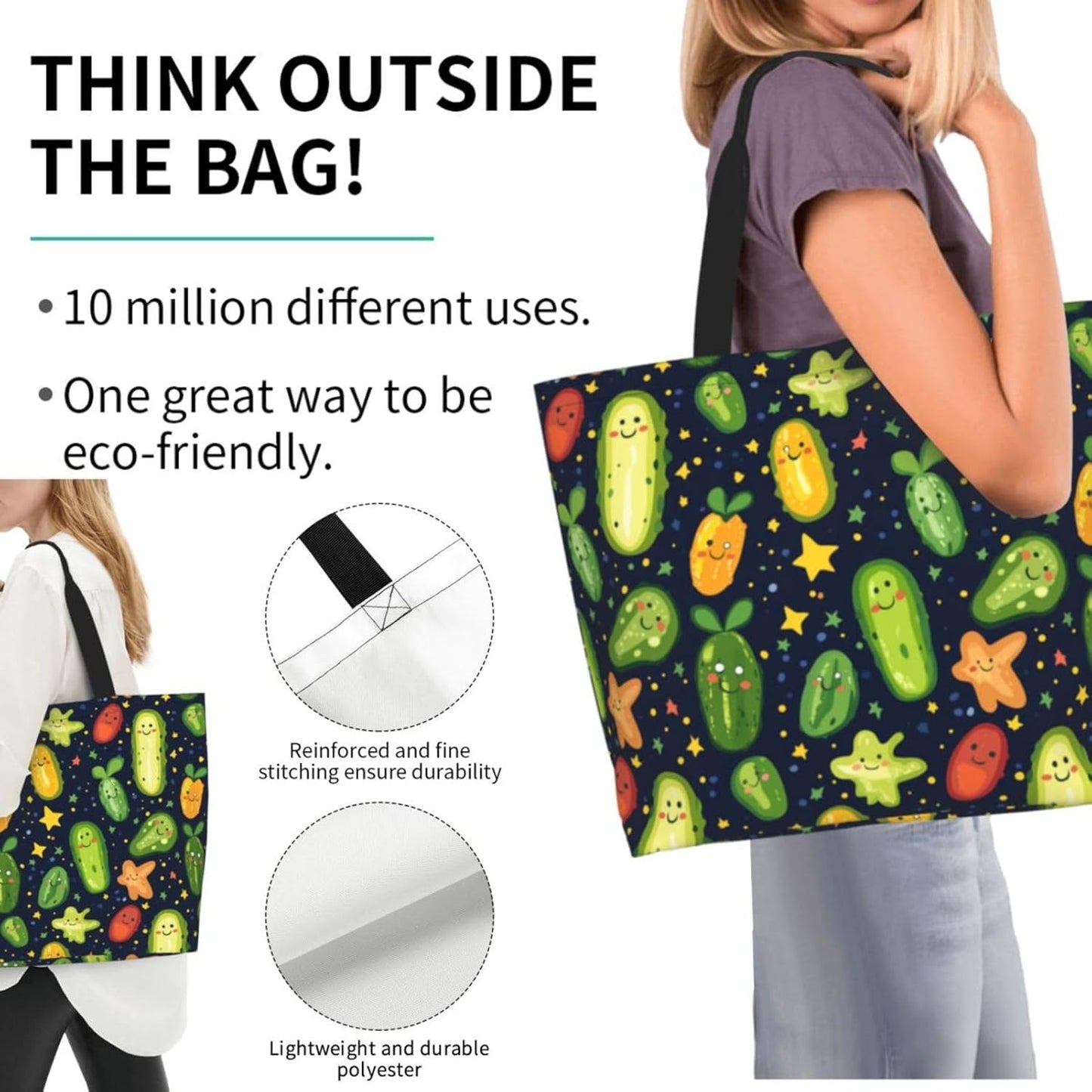 Tote Bag Beach Bag for Women Reusable Grocery Large Shopping Shoulder Bag Travel Handbag