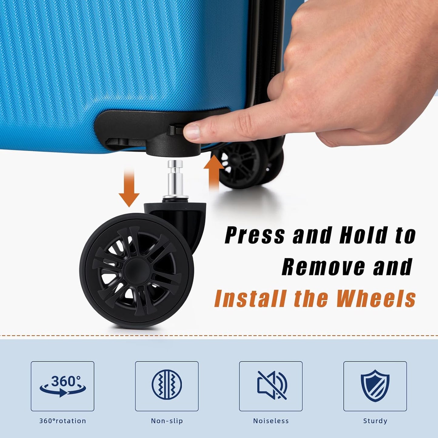 Expandable Carry on Luggage Sets,Suitcases with Detachable Wheels Hardshell 22x14x9 Airline