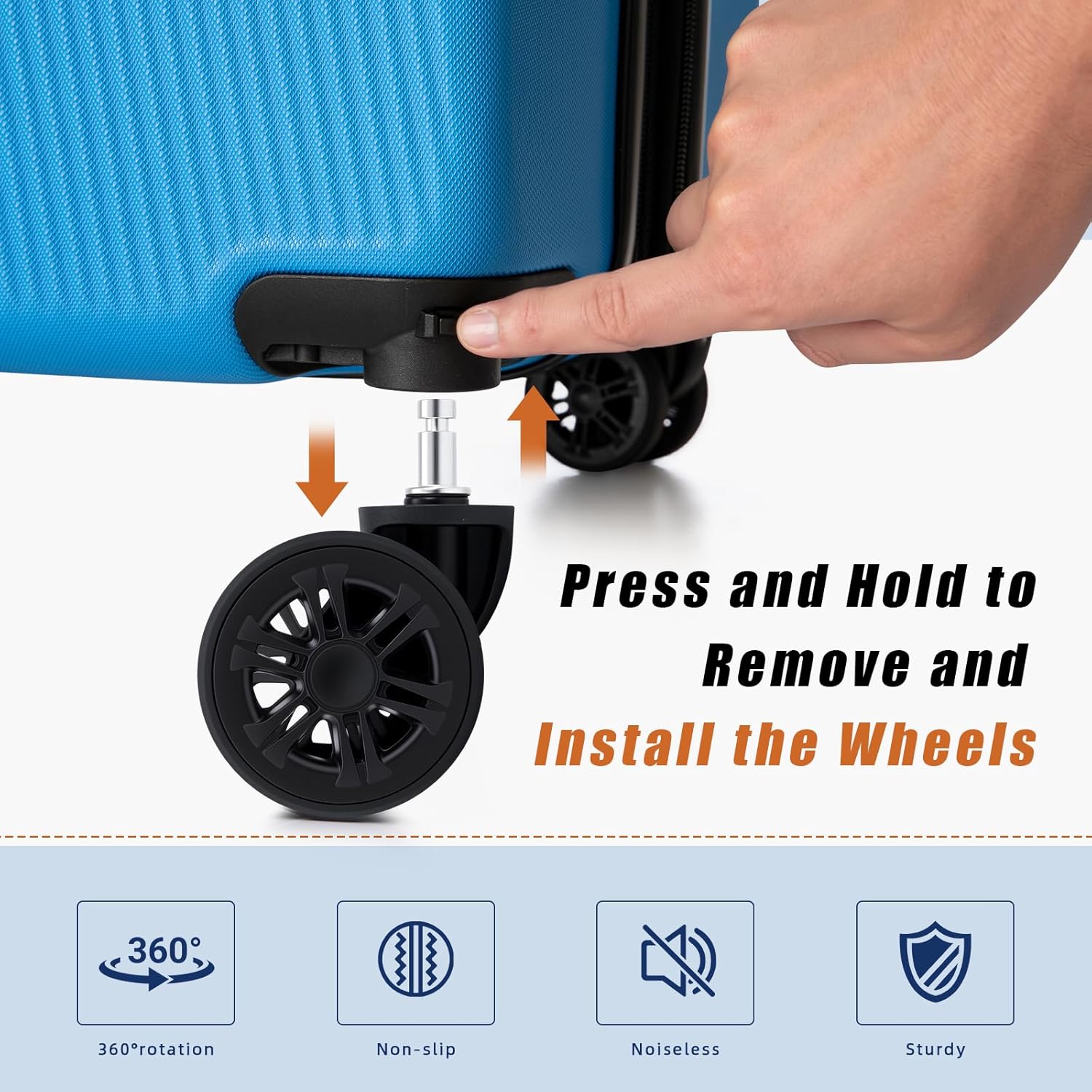 Expandable Carry on Luggage Sets,Suitcases with Detachable Wheels Hardshell 22x14x9 Airline
