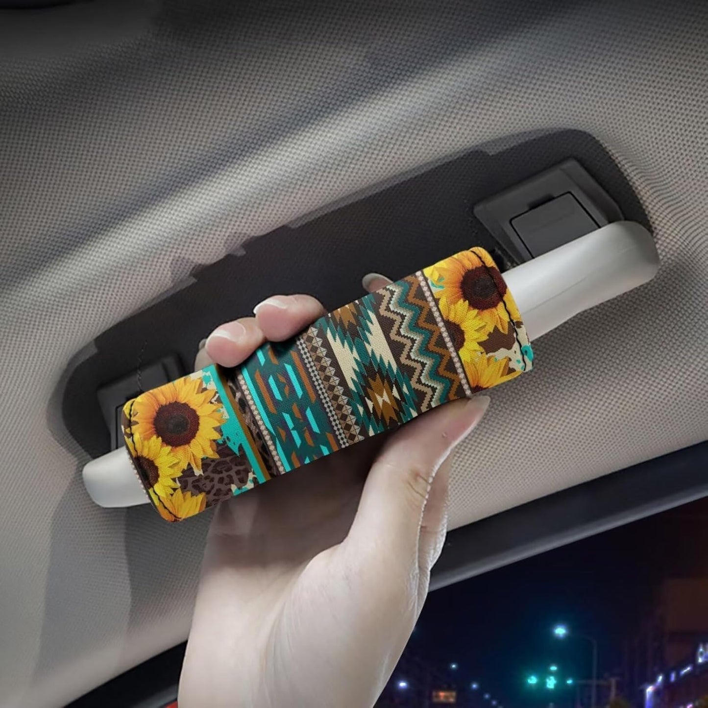 Sunflower Luggage Handle Wraps for Suitcase,2 Pcs Luggage Tags Geometric Suitcase Tags Identifiers for Women Girls Portable Suitcase Protective Handle Cover Reusable