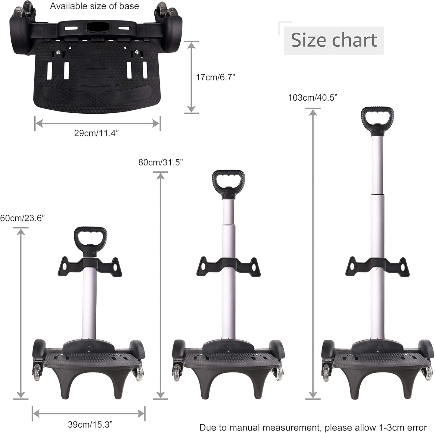Backpack Trolley, Wheeled Trolley Aluminium Alloy Foldable Hand Cart 6 Wheels Rolling Luggage Carts for Kids Teens Adult School Travel (6 Wheels)