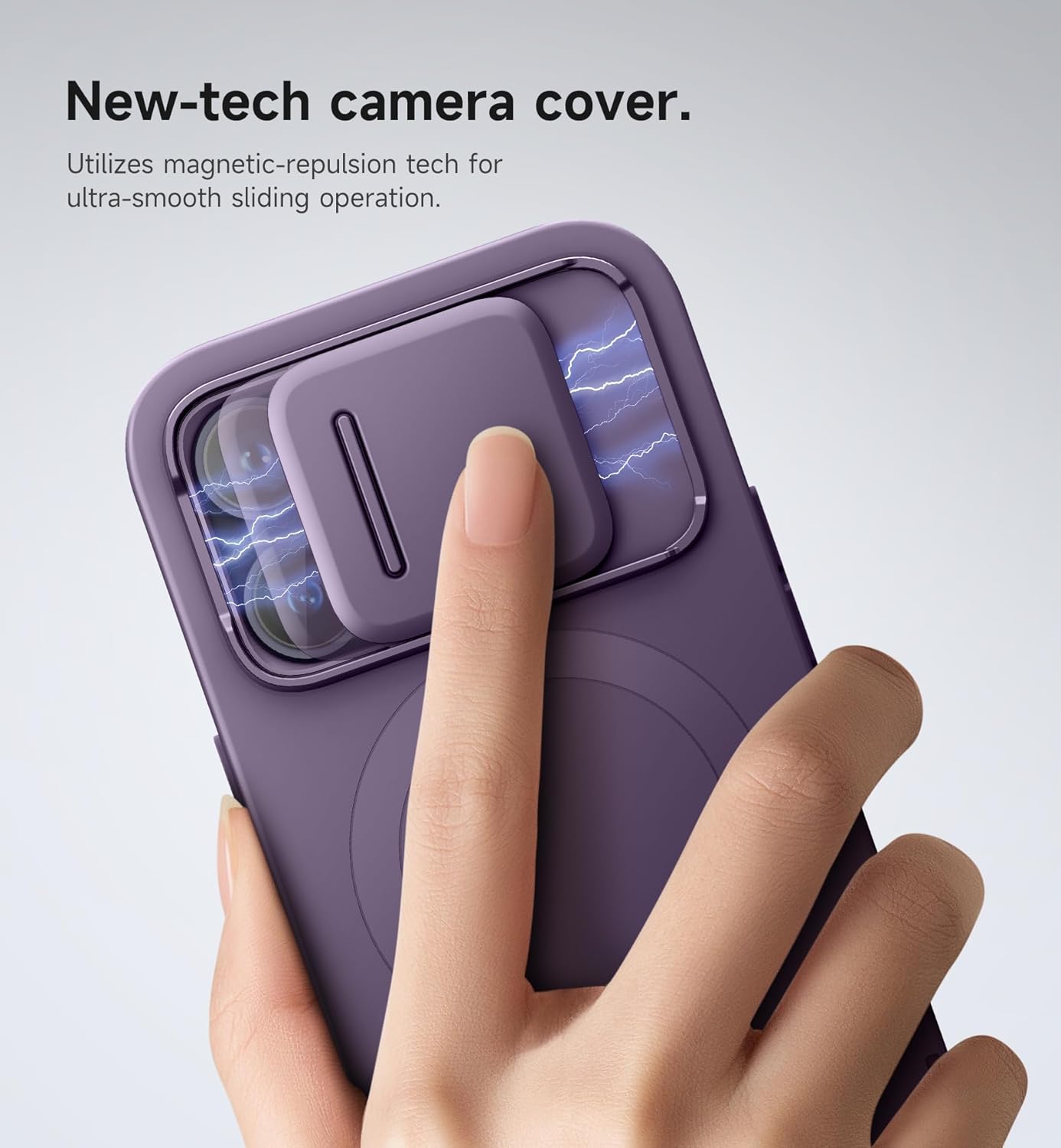 SURITCH for iPhone 14 Pro Case with Magnetic Camera Slide Cover and Adjustable Kickstand, Compatible with MagSafe, Shockproof Bumper Case Slim Protective Cover for iPhone 14 Pro 6.1 Inch,Dark Purple