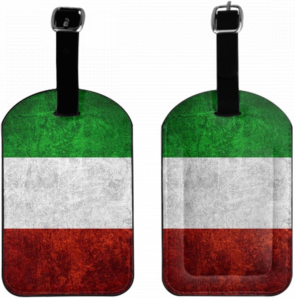 Italian Flag Luggage Tag Vintage Italy Banner Grunge Green White Red National Country Suitcase Tag