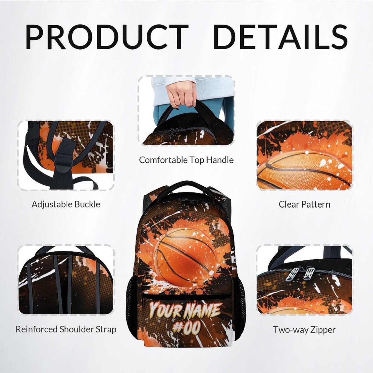 COZYAURA Boys Backpack Set - Personalized Basketball Backpacks for Kids - Sports Theme Bookbag for Elementary Middle School - Cool School Bag with Lunch Box & Pencil Case