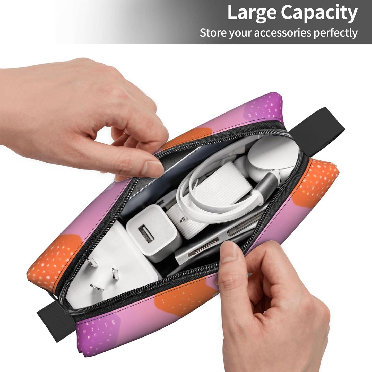 Adorable Purple Cat Makeup Bag Small Compact & Durable Travel Cosmetic Bag Organizer Oxford Fabric Multi-Purpose Storage Perfect for Travel, Gym, Daily Use