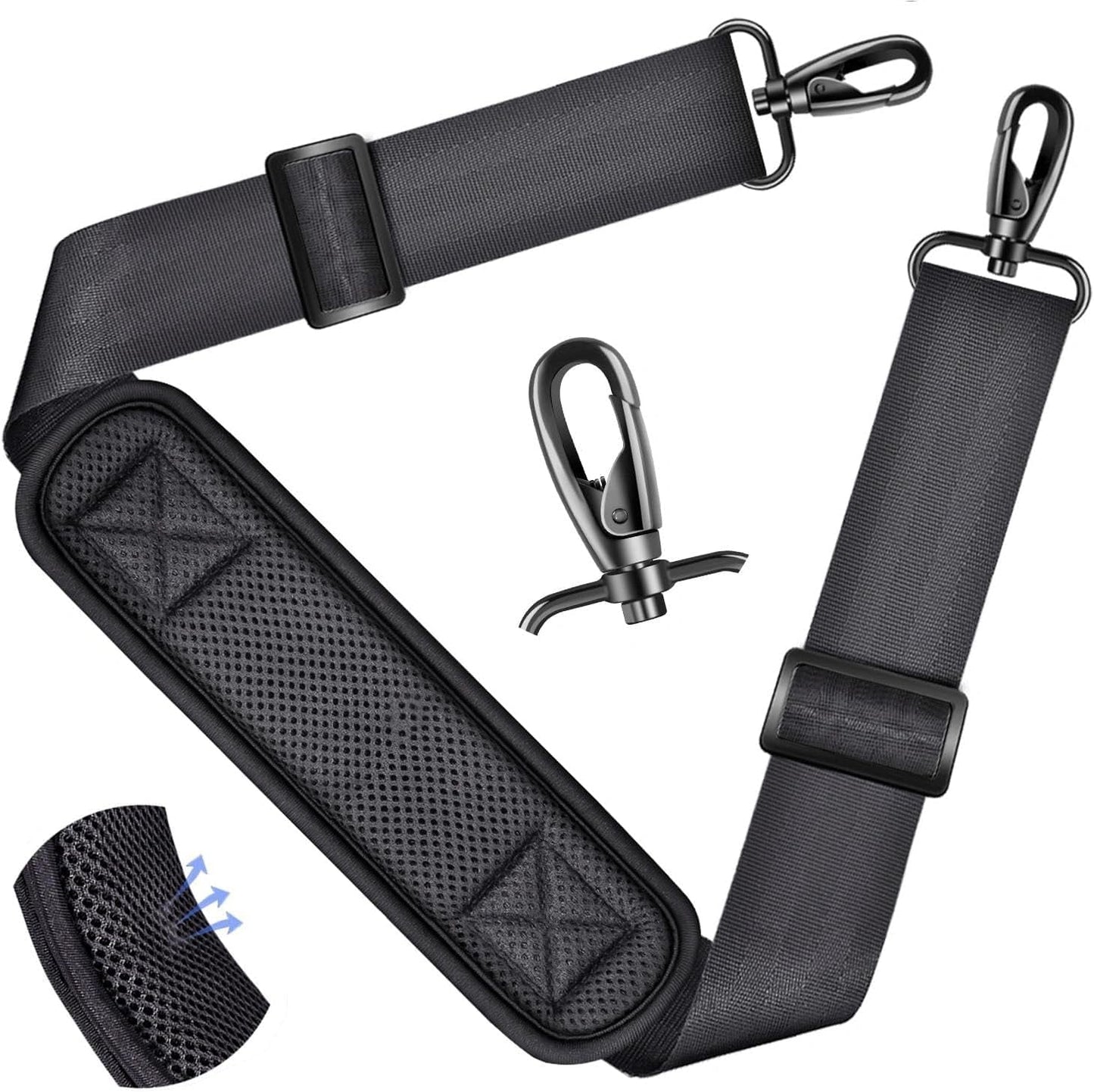 ZINZ Shoulder Strap - 59 Inch Universal Heavy-duty Adjustable Strap with Ultra-thick Fixed Breathable Pad for Laptop, Gym, Camera Bag and More -Dark gray