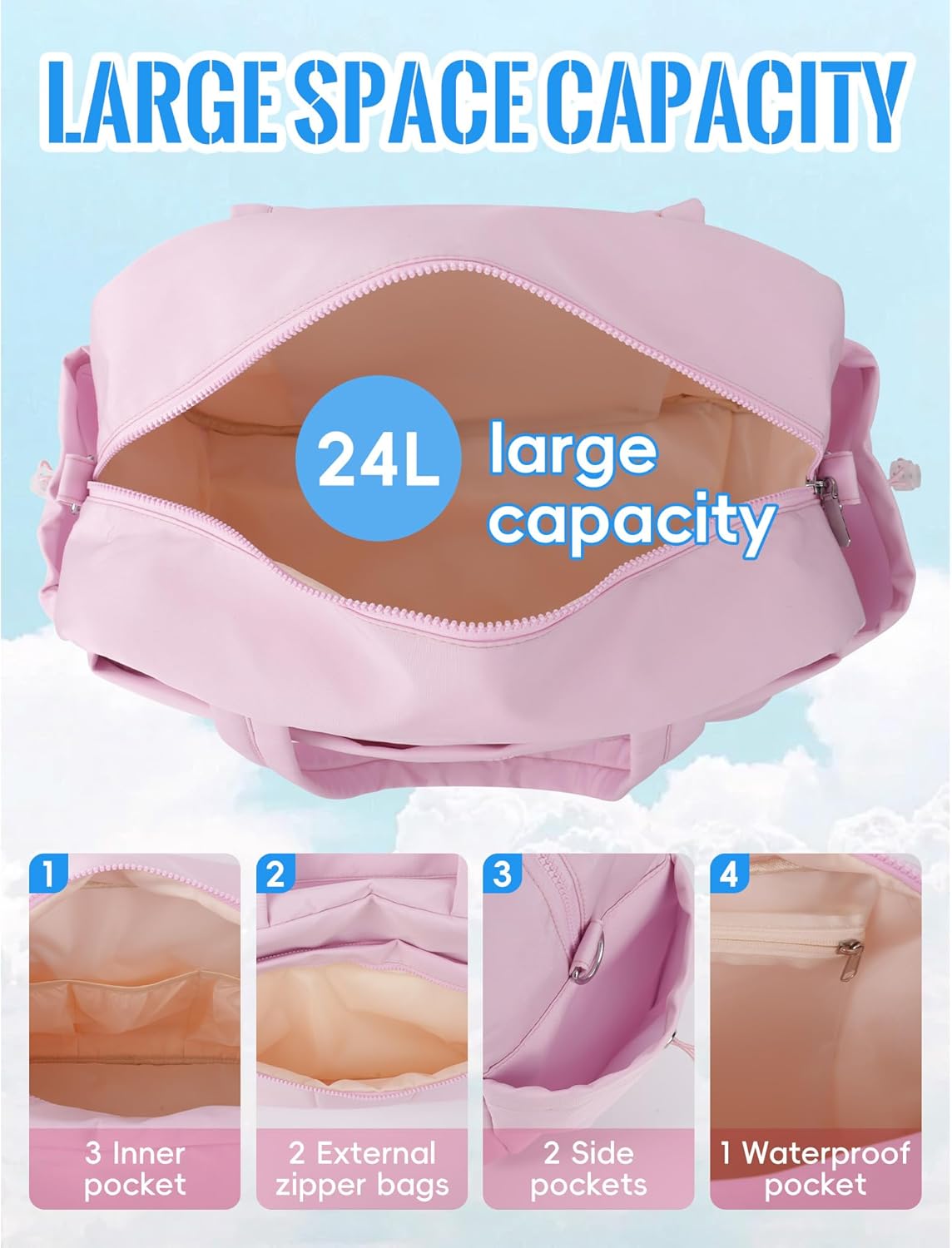 Large Capacity Travel Bag with Trolley Strap Great for Short Trips and Adventures pink