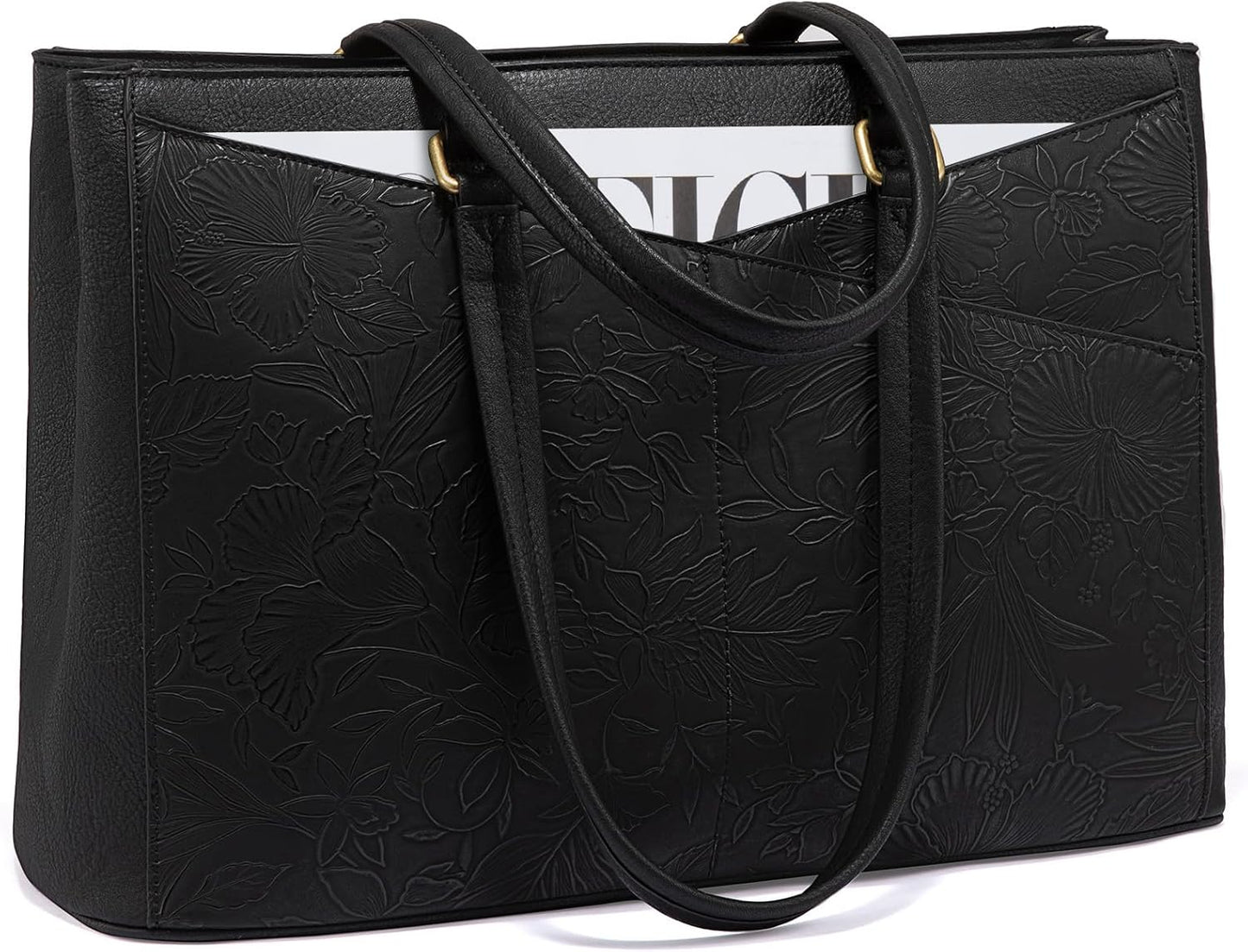 LOVEVOOK Laptop Bag for Women,15.6 Inch Laptop Tote Bag for Women,Vintage Leather Work Tote Bags Computer Business Teacher Bag,Waterproof Office Briefcase