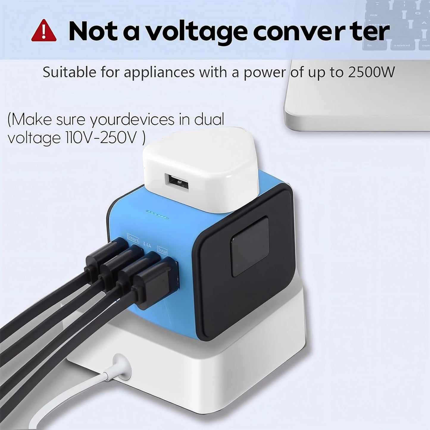 JMFONE Universal Travel Adapter, 4 USB(Type A) Ports & AC Outlet, International Power Plug Adapter All in One Perfect for European, US, EU, UK, AU 200+ Countries - Not a Voltage Converter