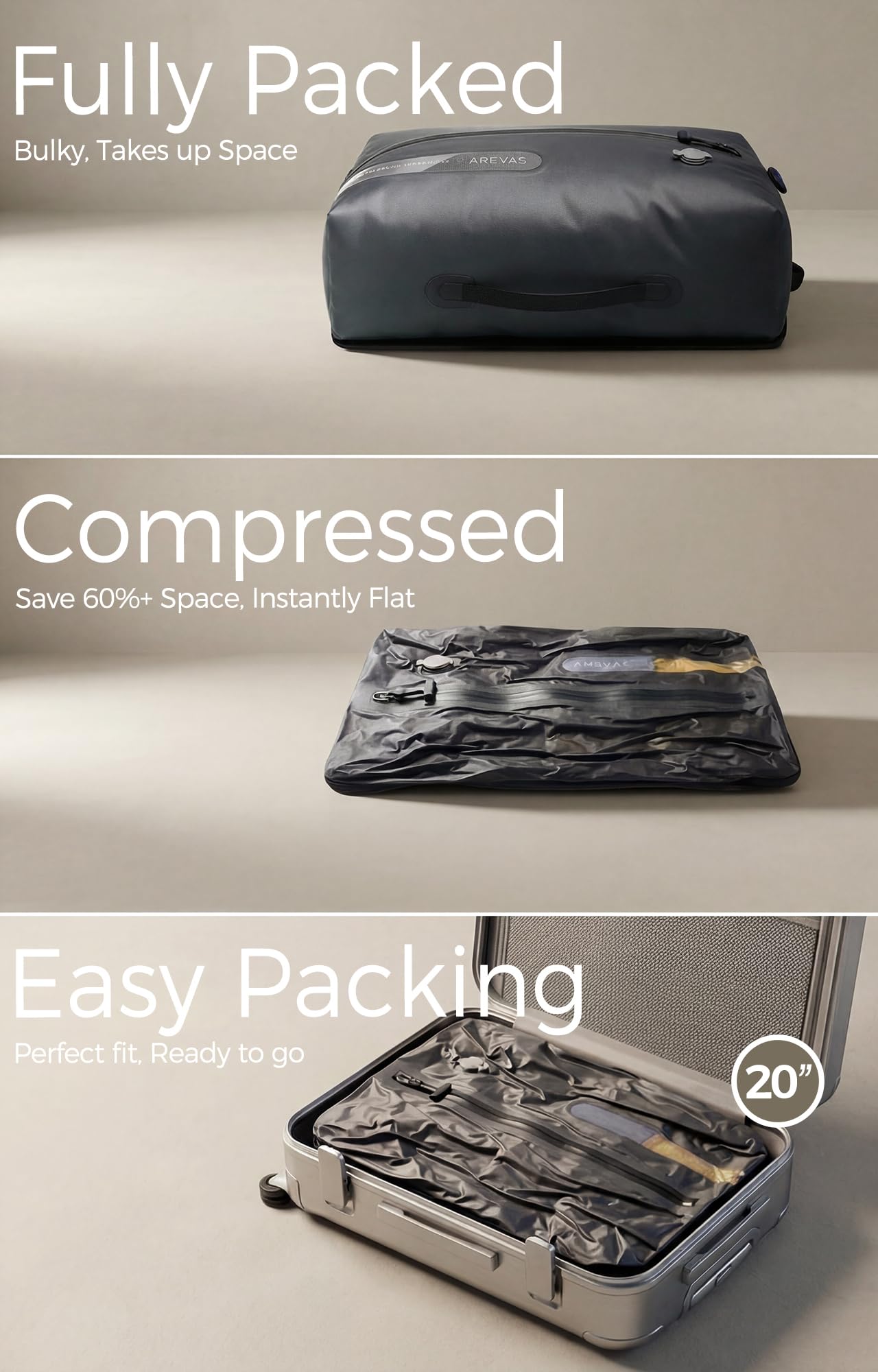 IKYWT Vacuum Seal Bags for Travel w/Pump, 18L Compression Packing Cubes for Carry-On Suitcase &
