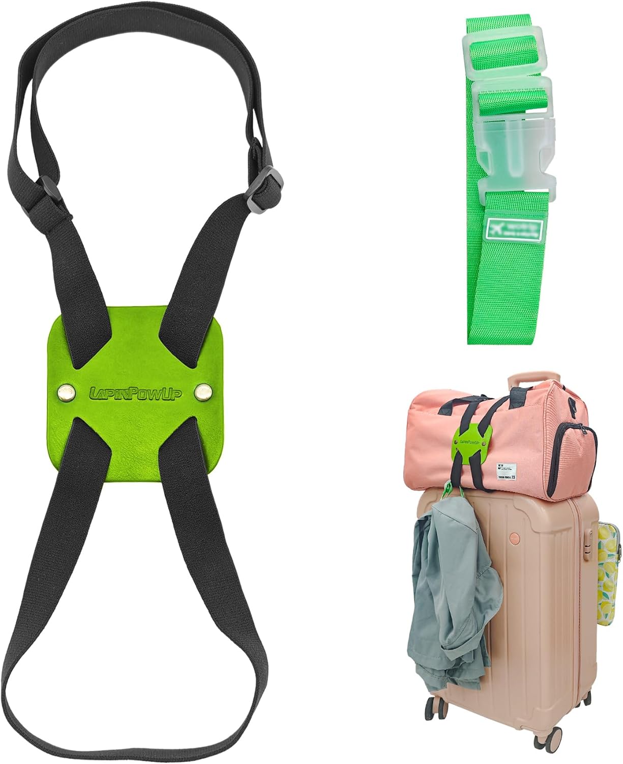 Luggage Straps Bag Bungees, Adjustable TSA-Approved – High Elastic Suitcase Belt for Securing Carry-On (1 Pack Green)