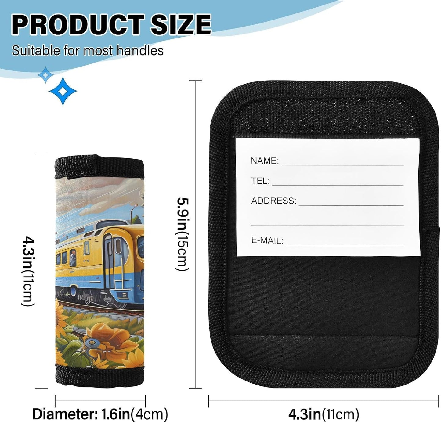 2Pcs Luggage Handle Wrap Suitcase Identifier Handle Covers Tags Soft Travel Bags Luggage Handle Gripper Accessories for Airplane Flying Train Sunflower