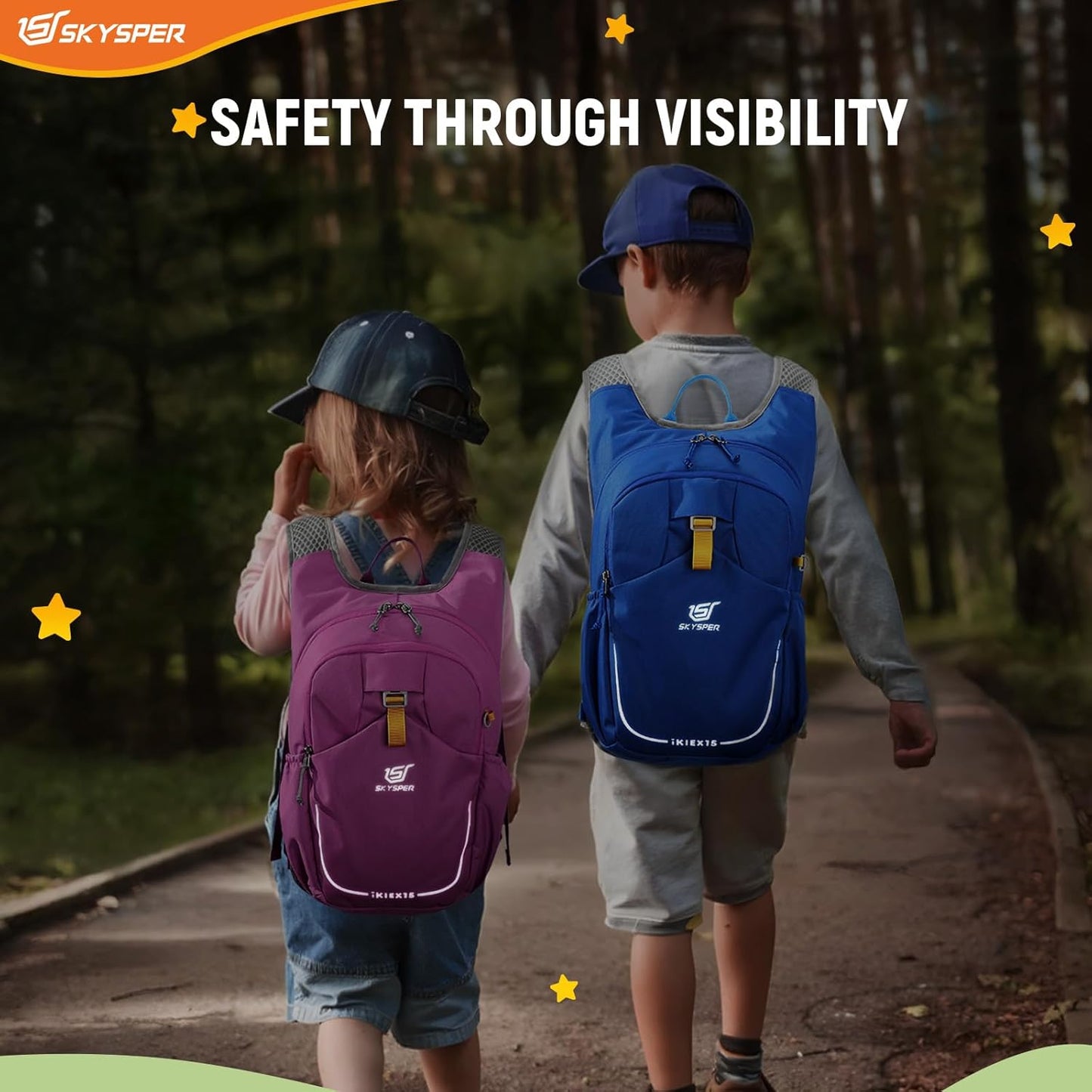 SKYSPER Kid Backpack for Boys Girls Kids Travel Backpack Day Pack for Outdoor Day Trips Kids 16" tall(Blue)