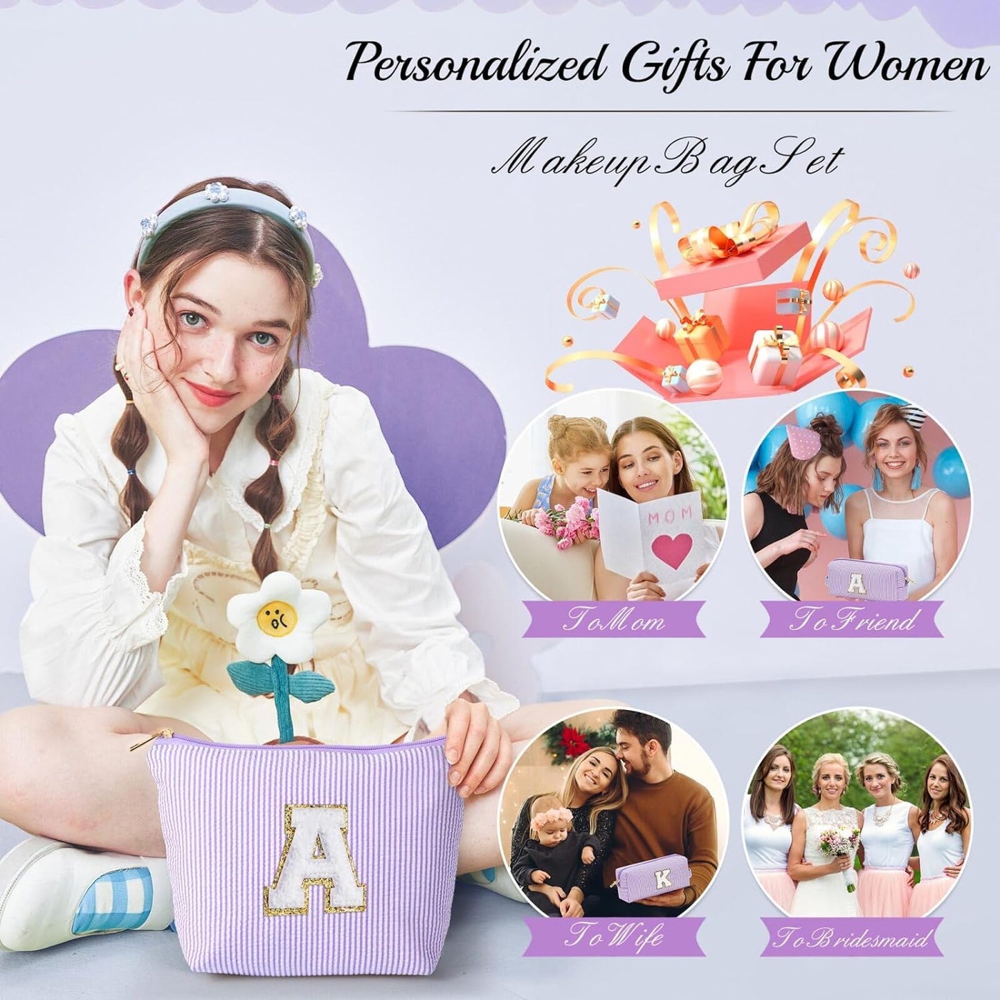 YOOLIFE Mothers Day Gifts for Mom - Small Cute Makeup Bag Pouch for Friend Female Her Mom |