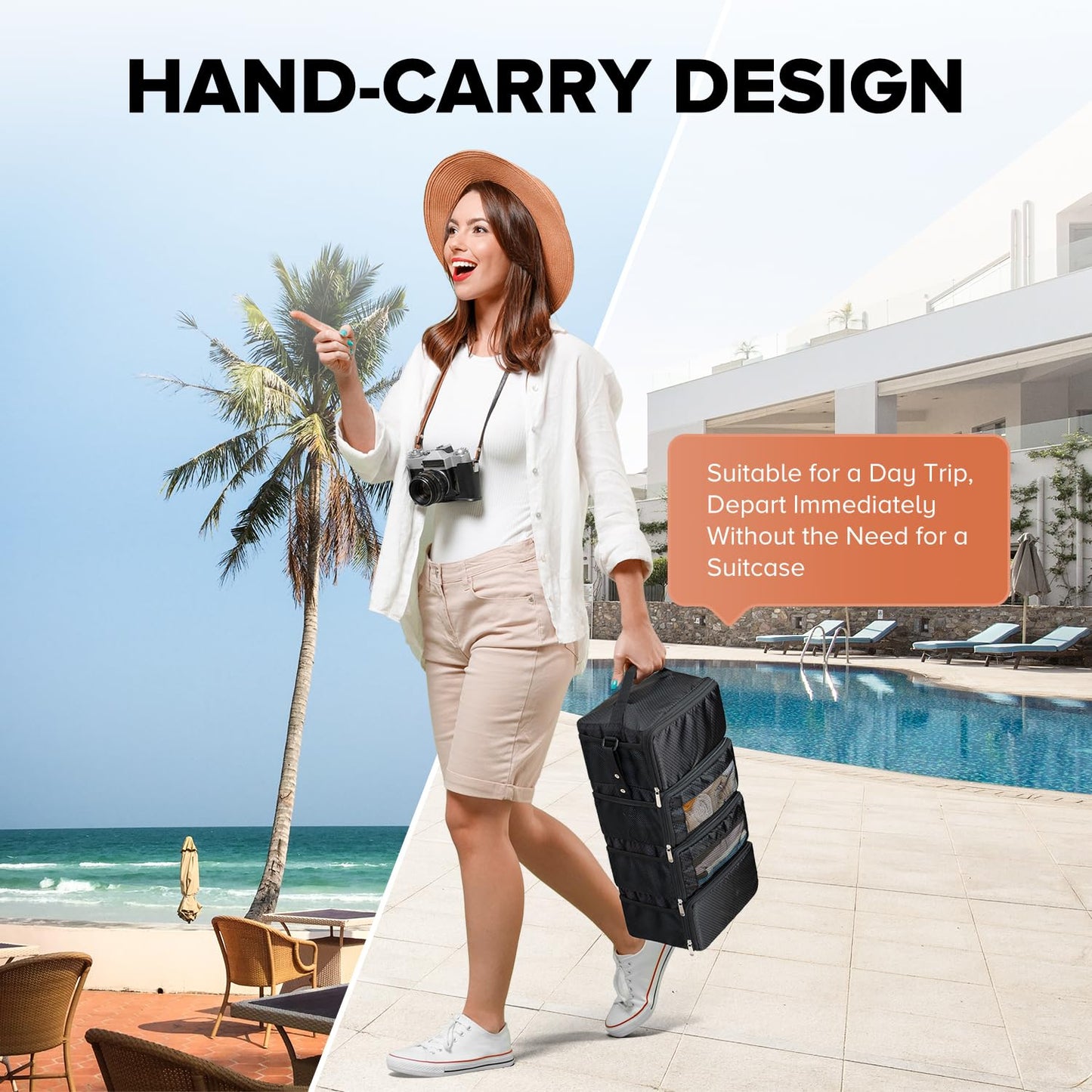 Suitcase Organizer, Travel Luggage Organizer Hanging Shelves Packing Cube Closet/Collapsible
