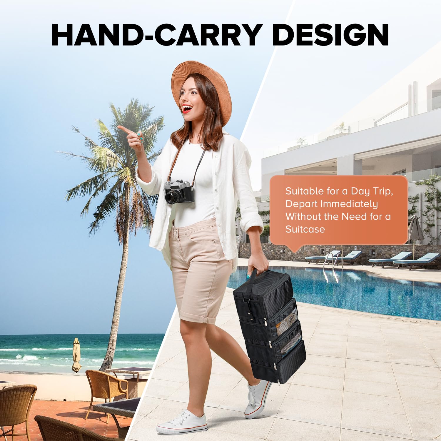 Suitcase Organizer, Travel Luggage Organizer Hanging Shelves Packing Cube Closet/Collapsible