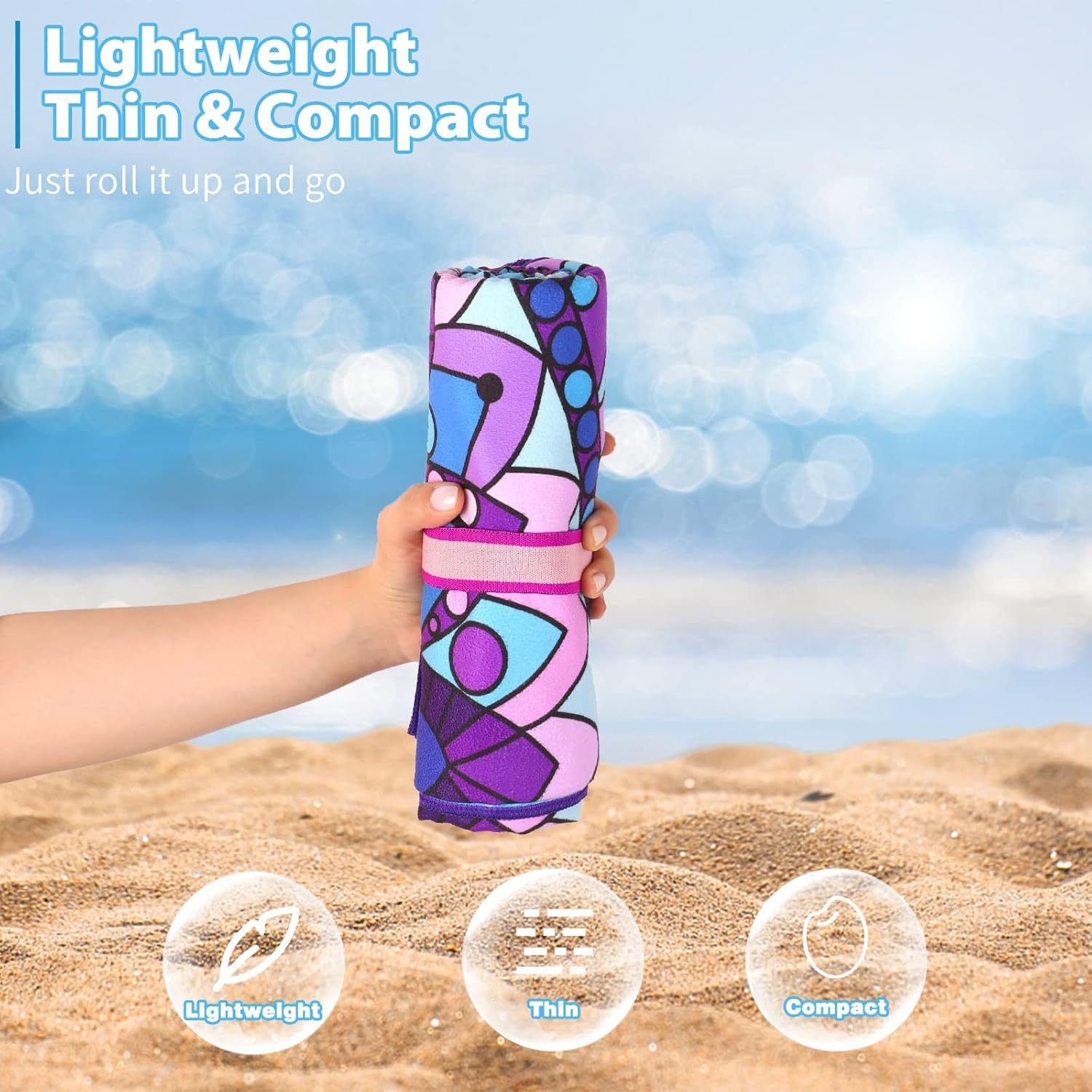 2 Pack Microfiber Oversized Lightweight Beach Towel 71"x32" XL Extra Large Thin Sand Free Towels