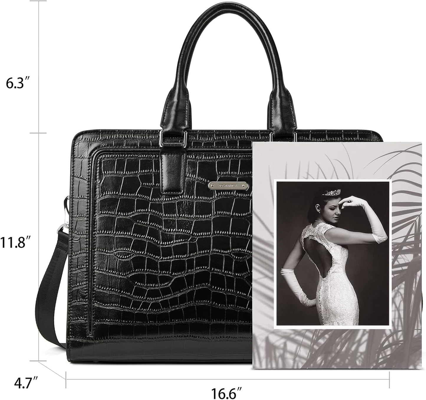 BOSTANTEN Women Genuine Leather Briefcase Tote Business Vintage Handbag 15.6" Laptop Shoulder Bag