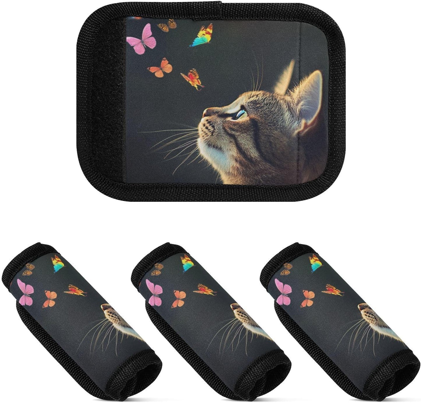 Bengal Cat Butterfly 2 Pack Luggage Handle Wraps Covers for Suitcase Identifiers Bag Tags Travel Accessories