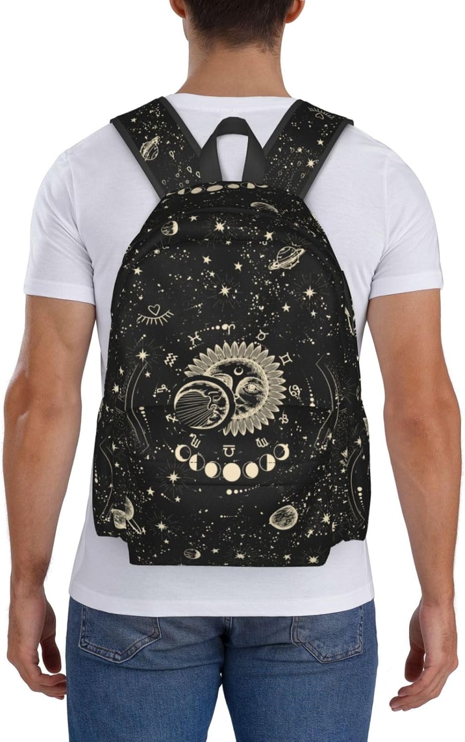 Moon And Sun Backpack School Bag Lightweight Bookbag Laptop Travel Daypack For Kids Girls Boys Teens