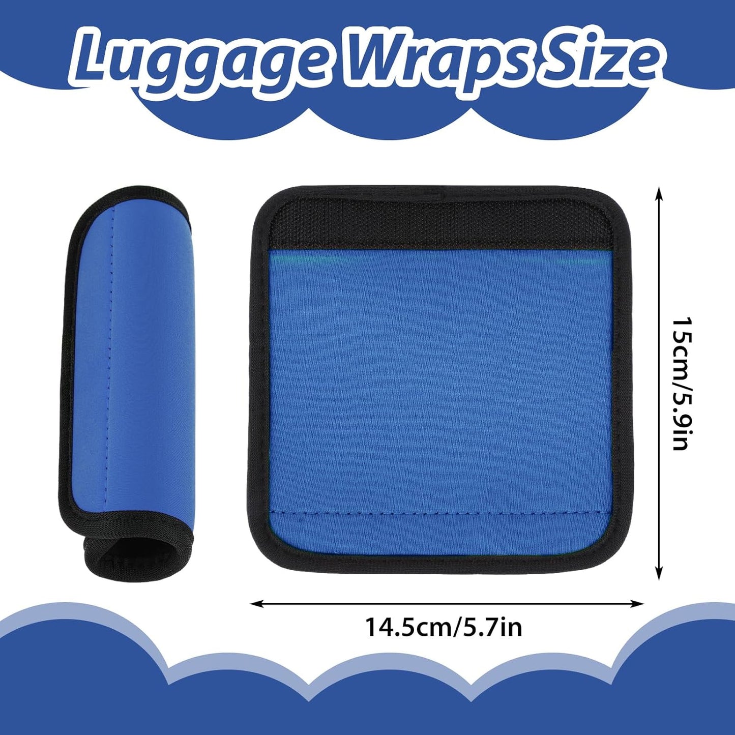 2 Pack Luggage Handle Wraps for Suitcase Neoprene Suitcase Handle Wraps Luggage Handle Covers Travel Suitcase Identifier Accessories (Blue)