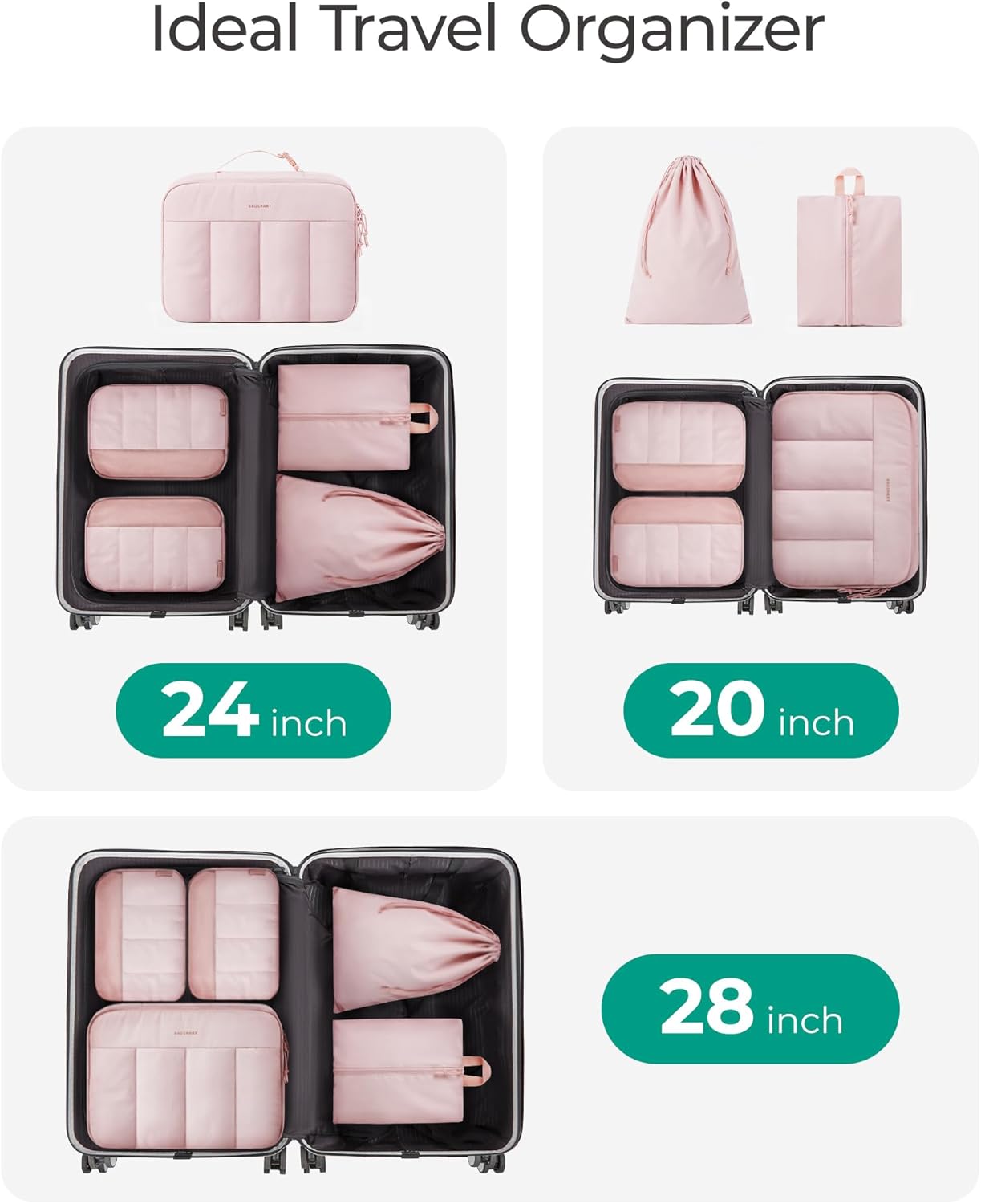 BAGSMART Compression Packing Cubes for Travel, 6 Set/5 Set/4 Set, Compression Suitcase Organizer