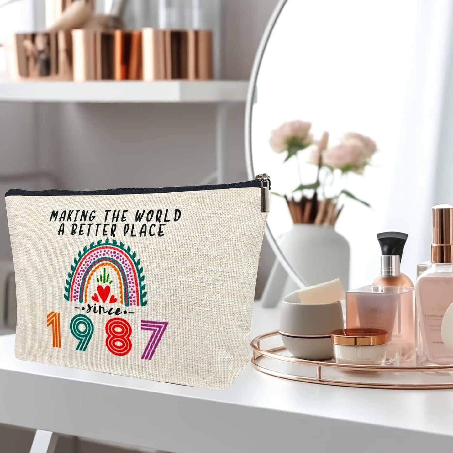 38th Birthday Gifts Women Makeup Bag, Happy 38th Birthday Decorations Woman, Best 38 Year Old Gifts Ideas for Her, Mom, Wife, Sister, Mothers Day, 1987 Anniversary Party Favors, Christmas