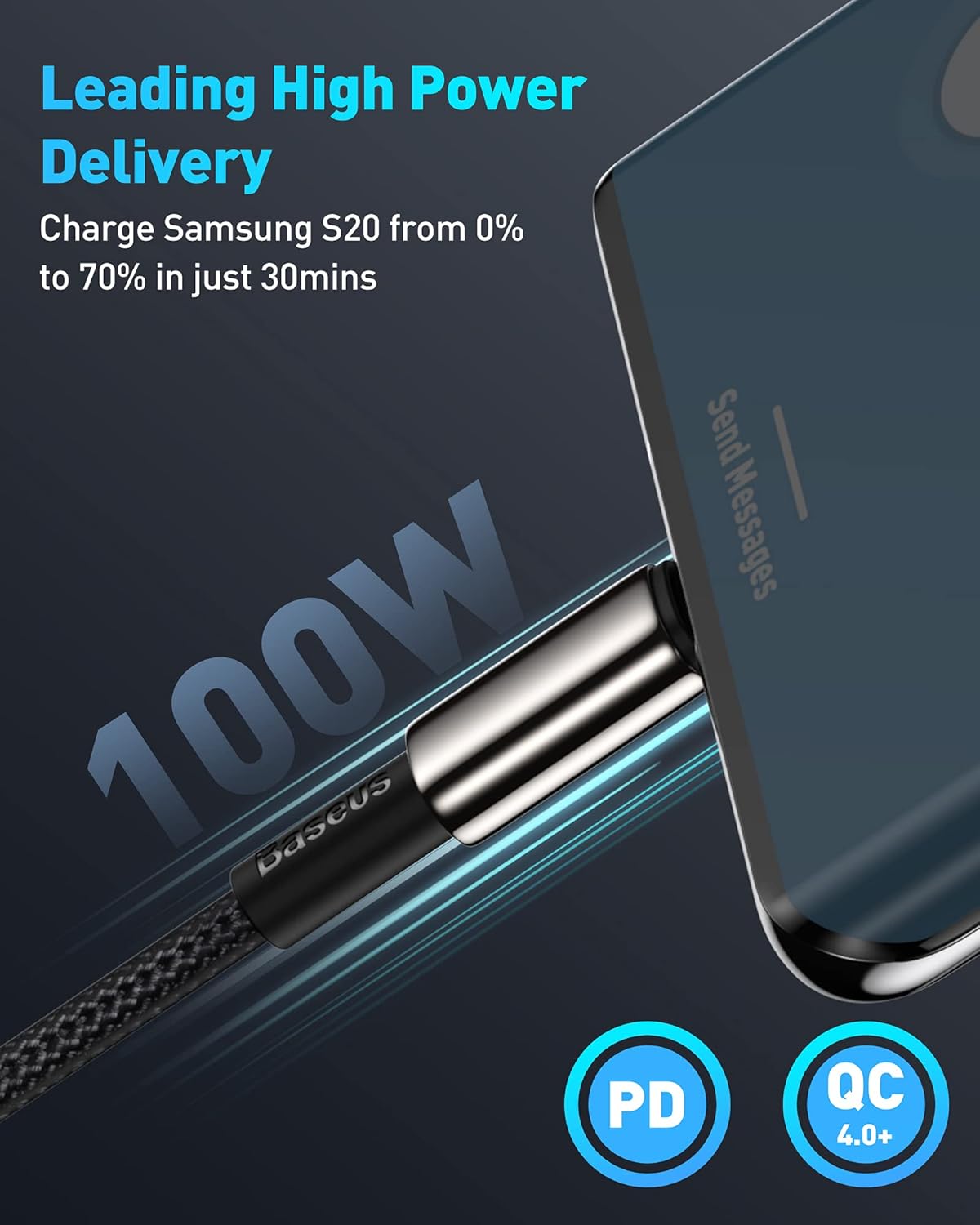 Baseus USB C Cable, 100W PD 5A QC 4.0 Fast Charging USBC to USBC Cable PICOGO 67W USB C Charger, Smallest 3 Port Fast Charging Block with Foldable Plug