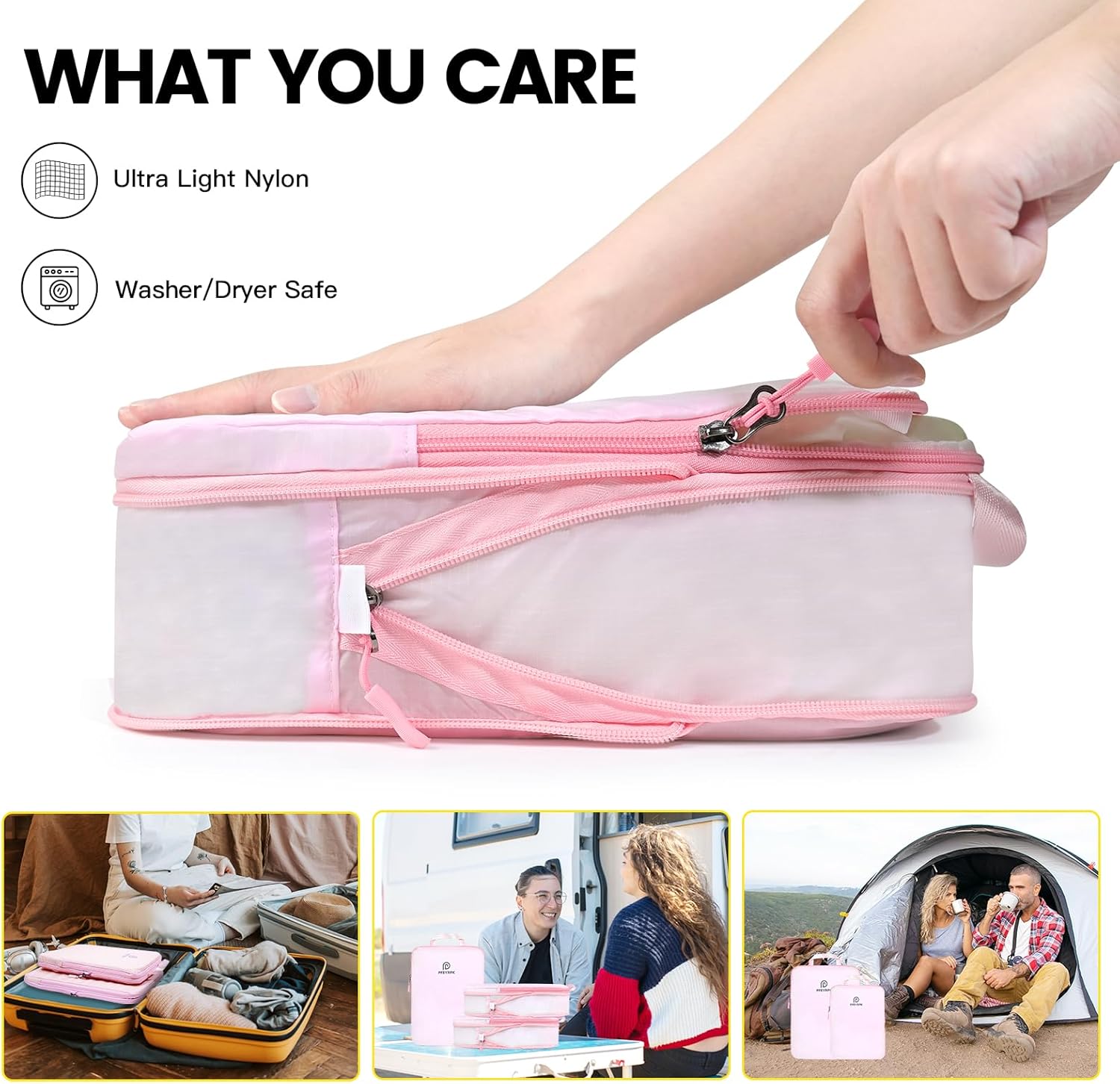 Lightweight Compression Packing Cubes for Suitcases, Compressible Expandable Travel Packing