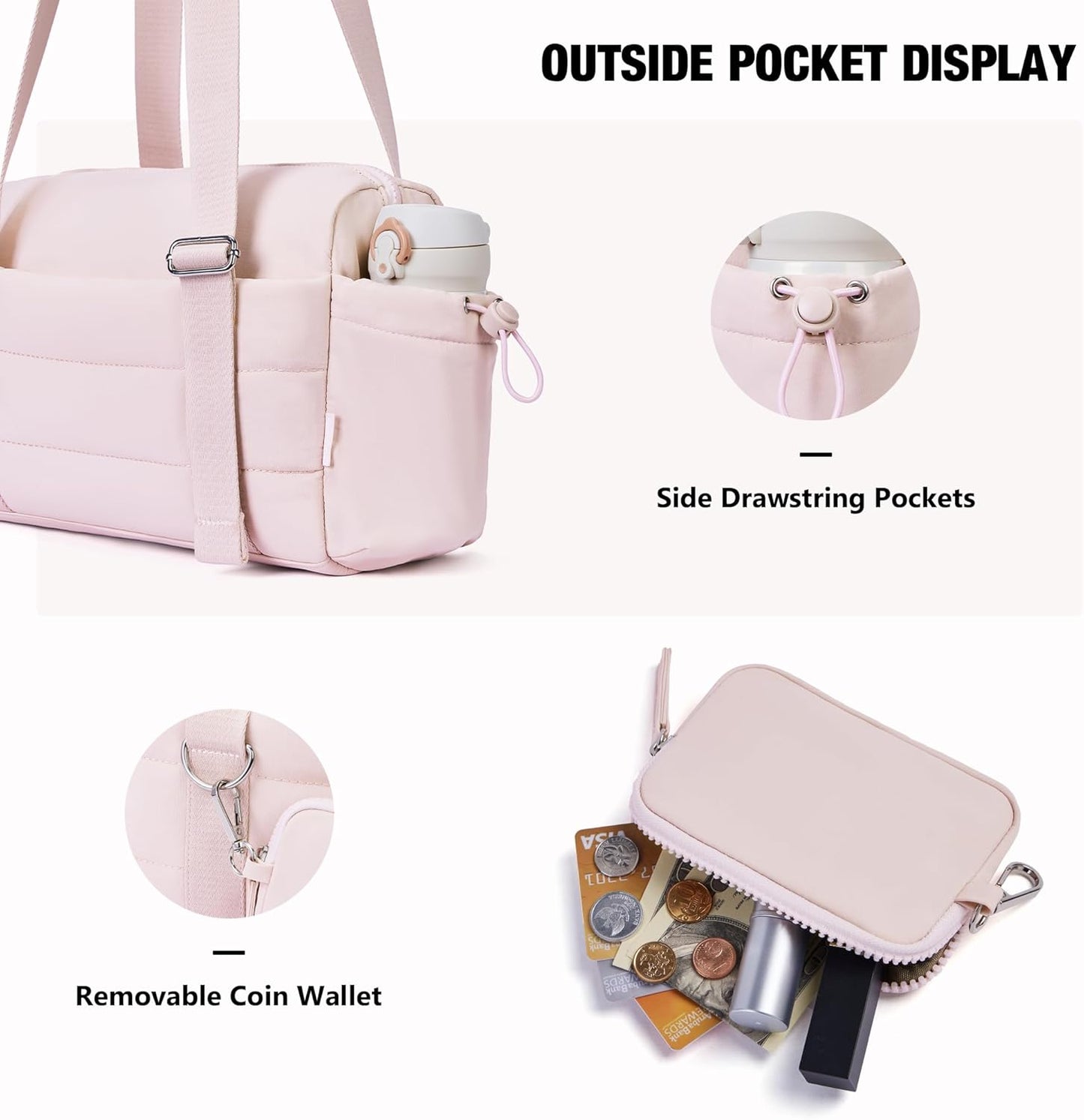ROULENS Small Gym Bag for Women 2 Set Mini Gym Duffle Bag with Wet Compartment and Coin Wallet, Gym Tote Bag for Workout/Sport/Travel