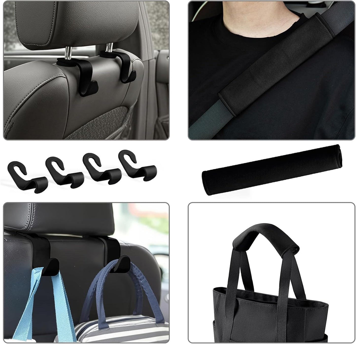MeZQ Zippered Canvas Utility & Travel Tote Bag for Women - Multi-Pocket Compartments | car bag hooks,makeup bag,car hooks