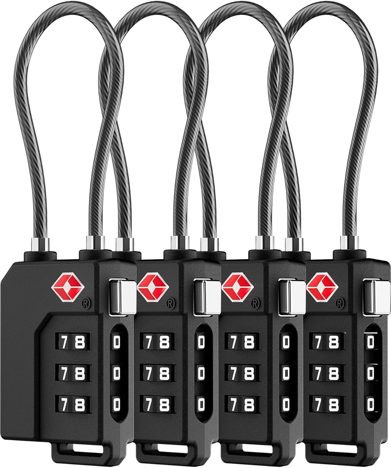 LUGGEX TSA Locks for Luggage, Suitcase Locks TSA Approved, Luggage Locks, Ease of Use & Durable(Black,4 Pack)
