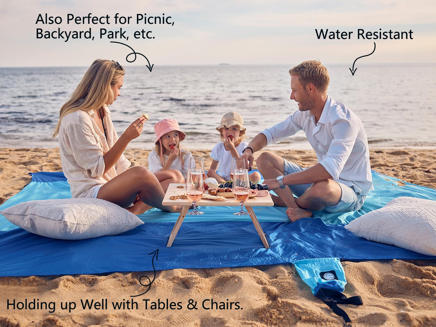 Wekapo Beach Blanket Sandproof, Beach Mat, Big & Compact Sand Free Mat Quick Drying, Lightweight &