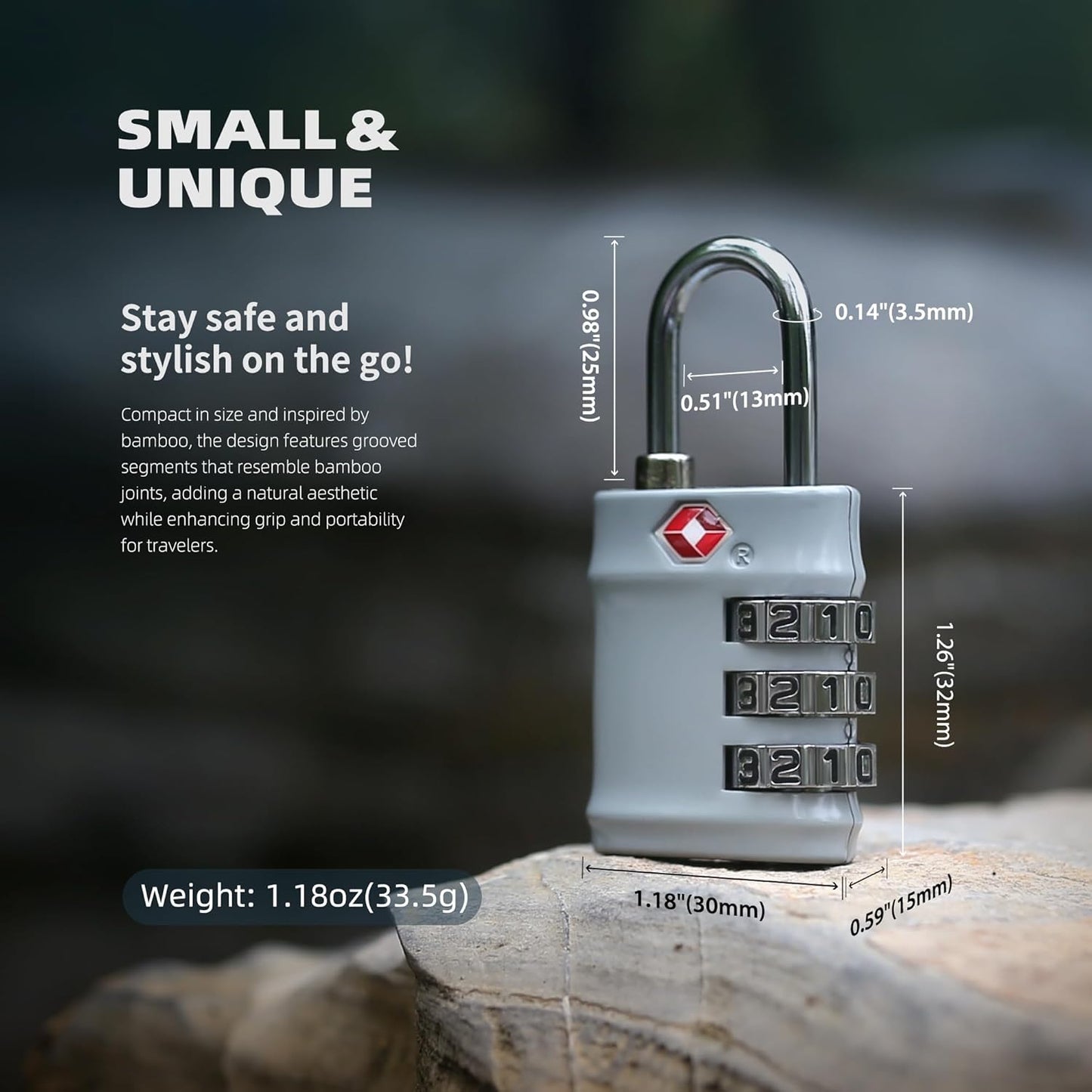 Luggage Locks TSA Approved 2 Pack, Combo Lock for Gym Locker, Small Combination Padlock, Padlock with Code for Travel Essentials, Suitcase, Zipper, Locker, Cabinet, Gun Case, Tool Box