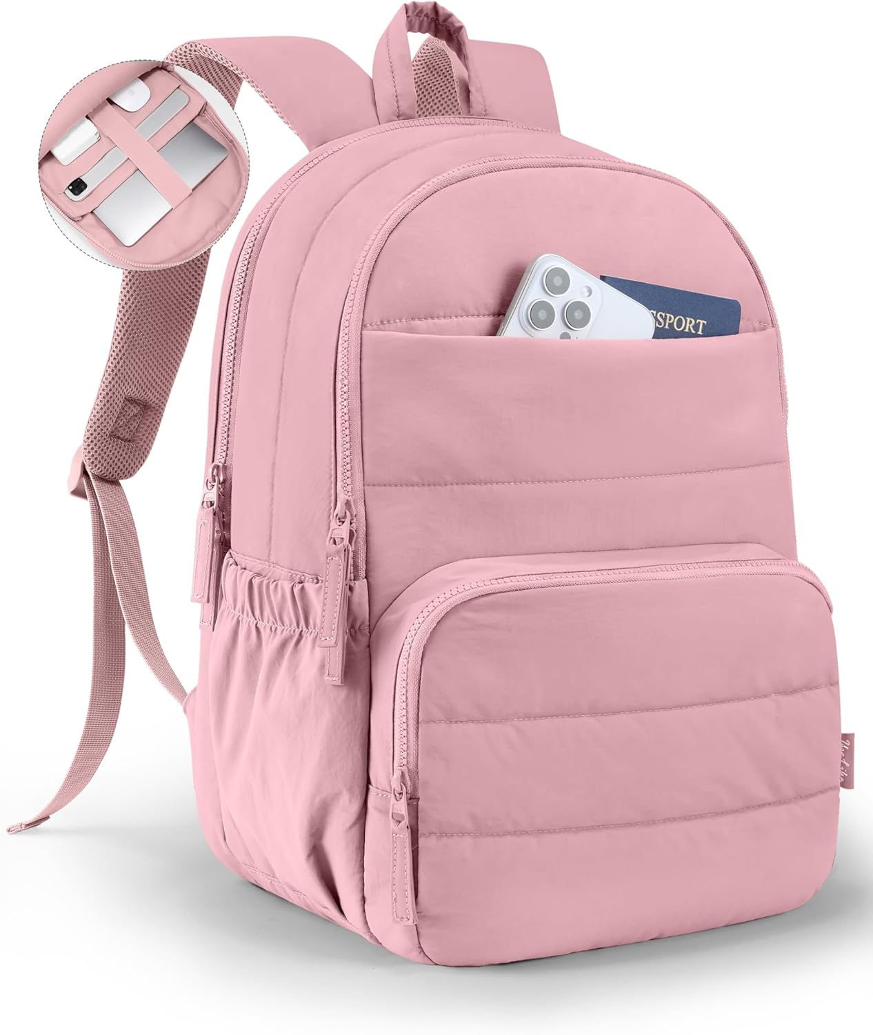 Travel Backpack for Women, 15.6 Inch College Laptop Backpack, Water Resistant Work Backpacks, Cute Quilted Bookbag