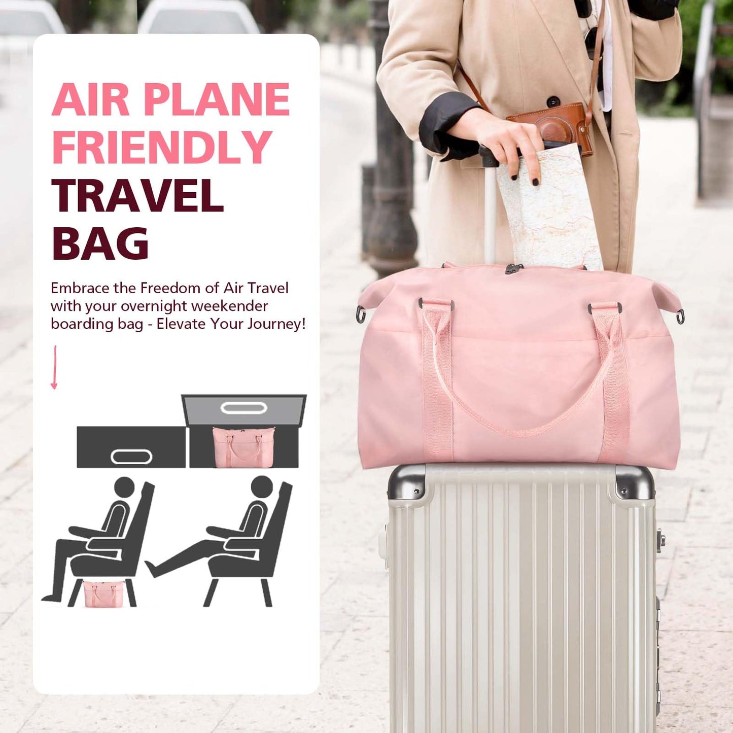 TOPBAG Travel Duffle Bag, Waterproof Weekender Carry On Tote Bags for Women, Sport Gym Bag for Men