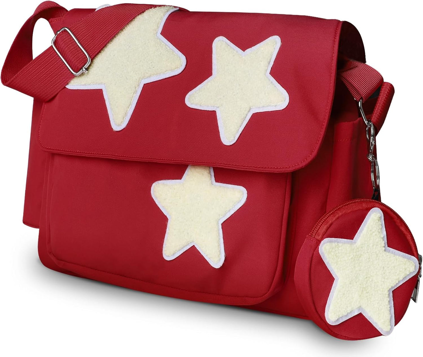 Y2K Messenger Bag for Women, Lightweight Spacious Stars Tote Purse with Cute Coin Purse, Crossbody