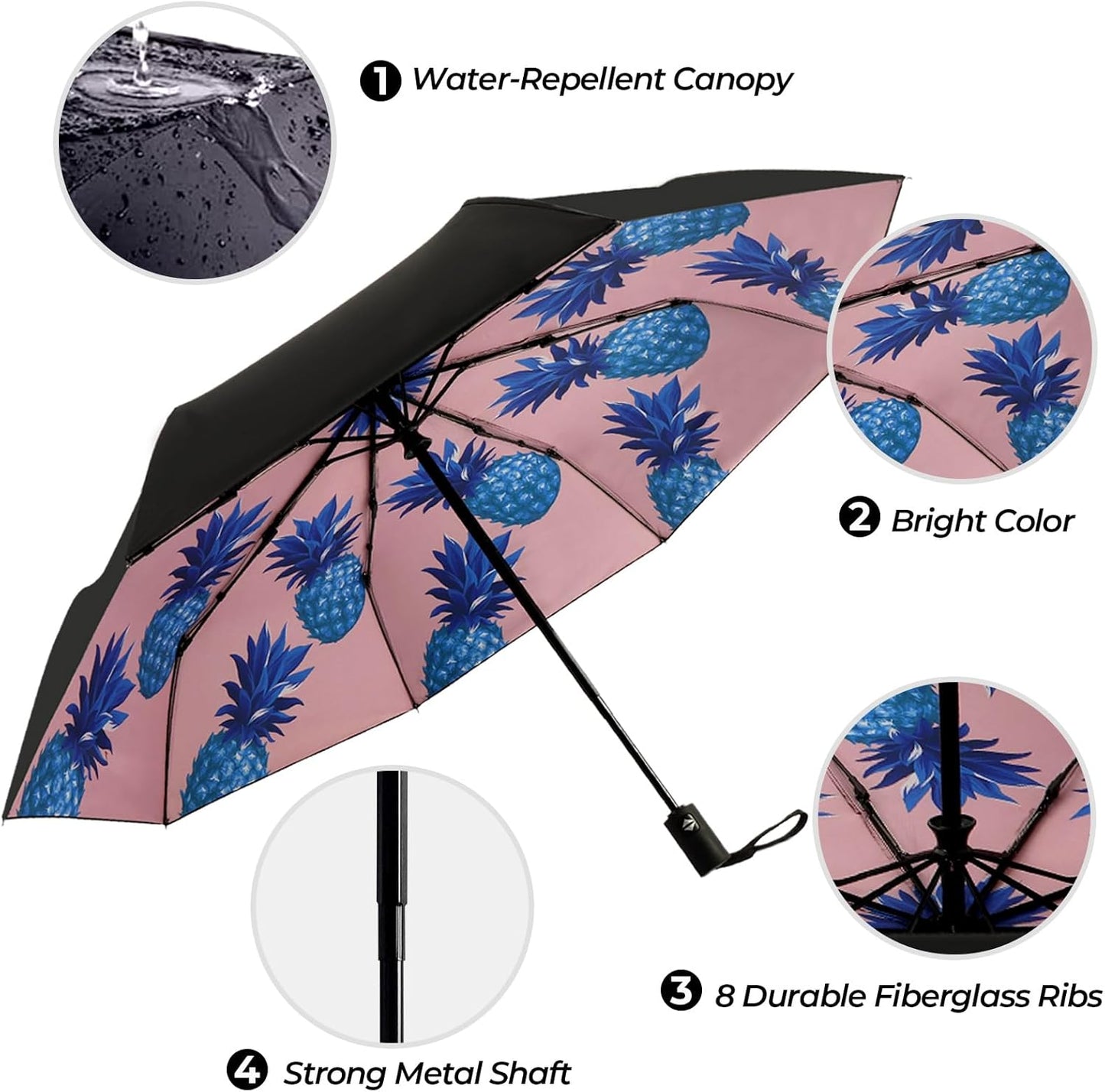 LLanxiry Compact Travel Umbrella, Mini Windproof Umbrellas for Rain & Sun, Small Lightweight Outdoor UV Umbrella, Portable Folding Umbrellas for Travel