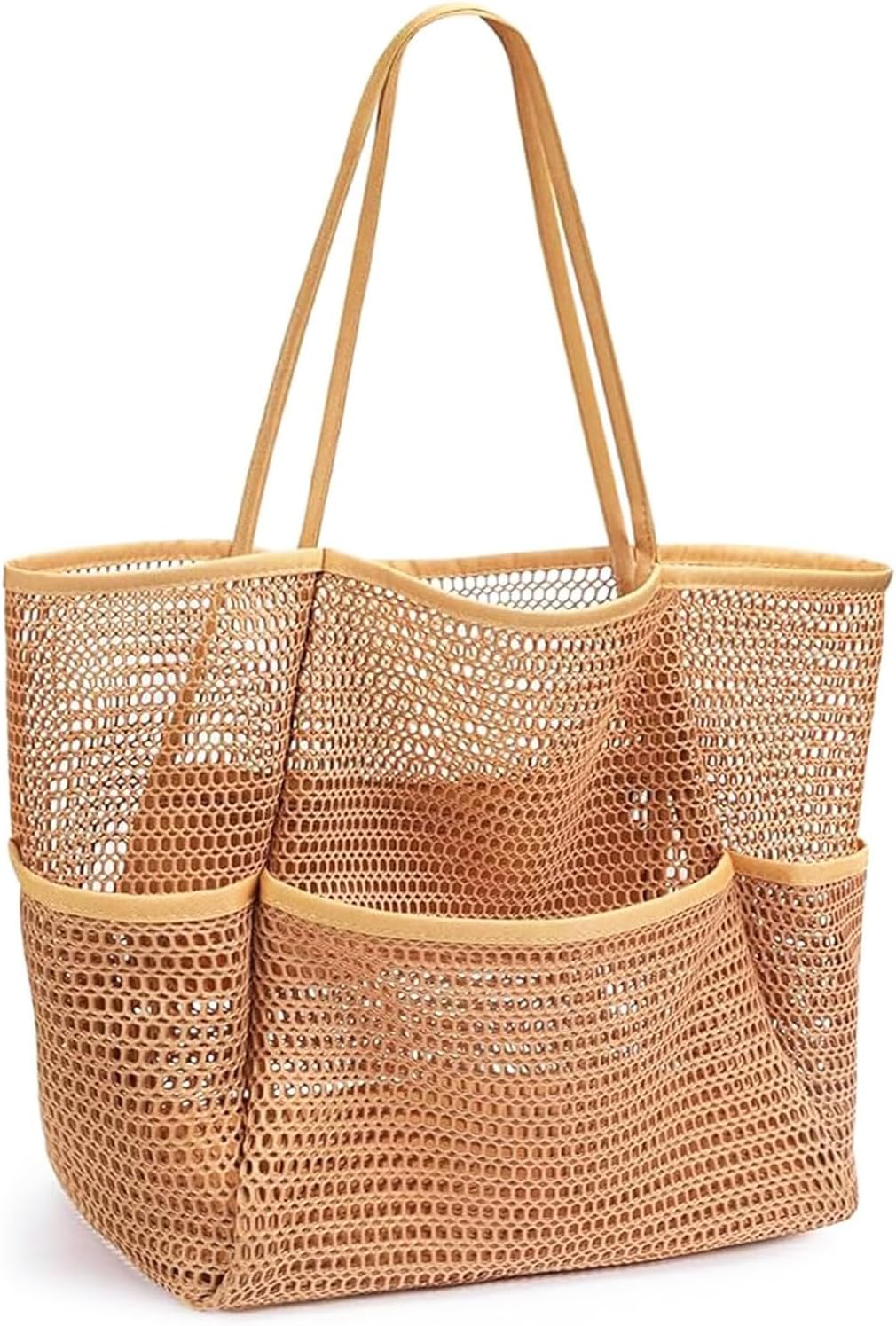 Large Beach Bags for Women, Mesh Beach Tote with Zipper, Foldable Pool Tote Bag Travel Beachbag Waterproof Sandproof