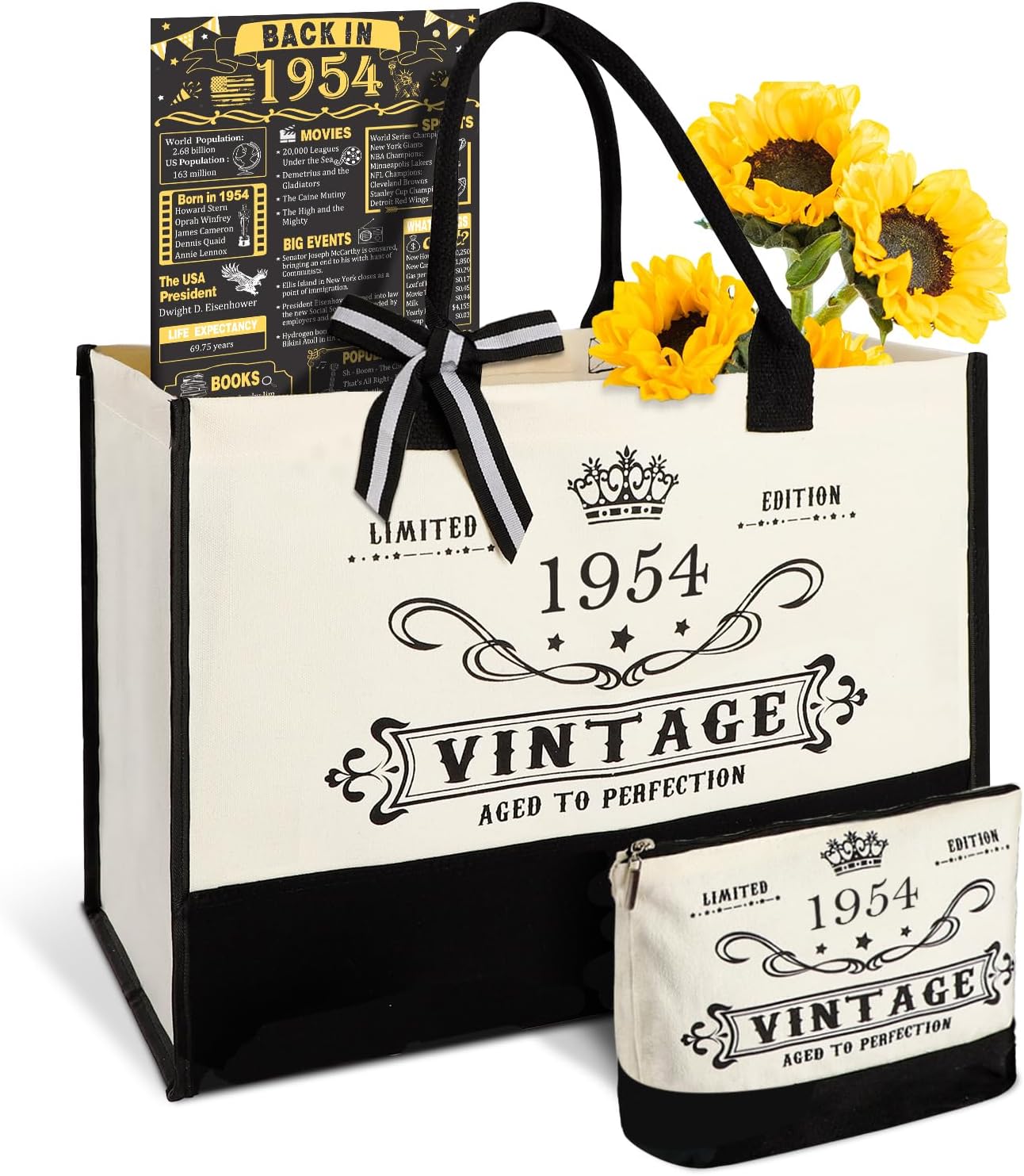 YeohJoy 71st Birthday Gifts for Her Canvas Tote Bag Travel Gear, Unique 71 Years Old Birthday Gifts