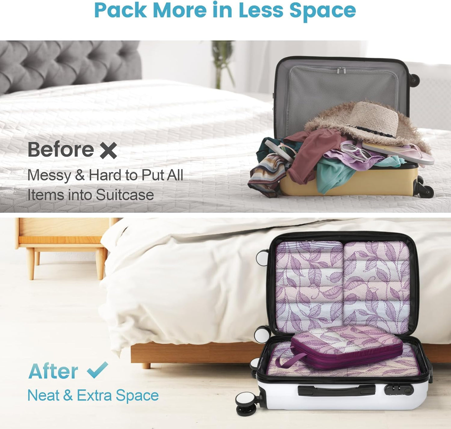 Cambond Compression Packing Cubes for Travel Women - Travel Bags Luggage Organizers Travel Essentials Compression Cubes for Travel Carry on Suitcases Organizer