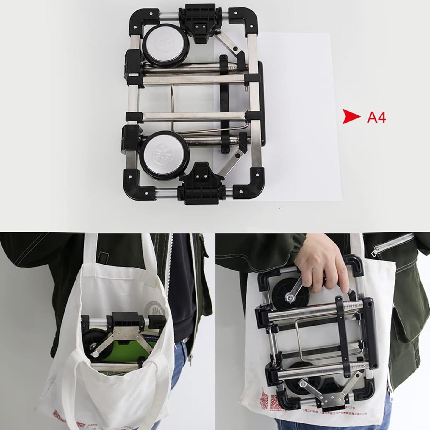 CNQLIS Folding Hand Truck,Portable Carrying Cart, Compact, Mini Lightweight for Travel/Auto/Moving/Office Use,12in.Hx9in.W Fits Most Backpacks- 55lbs Lightweight Hand Truck with Black Bag