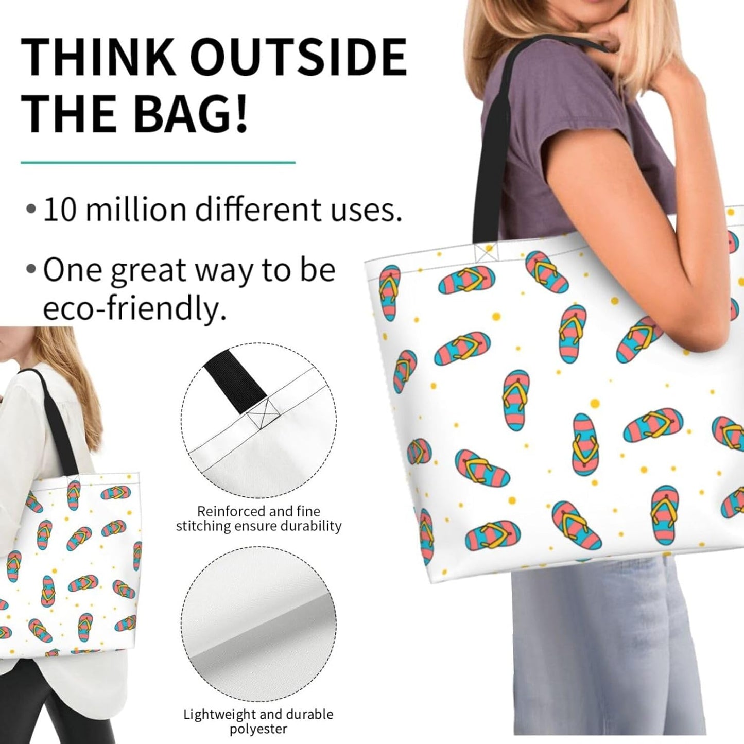 Tote Bag Beach Bag for Women Reusable Grocery Large Shopping Shoulder Bag Travel Handbag
