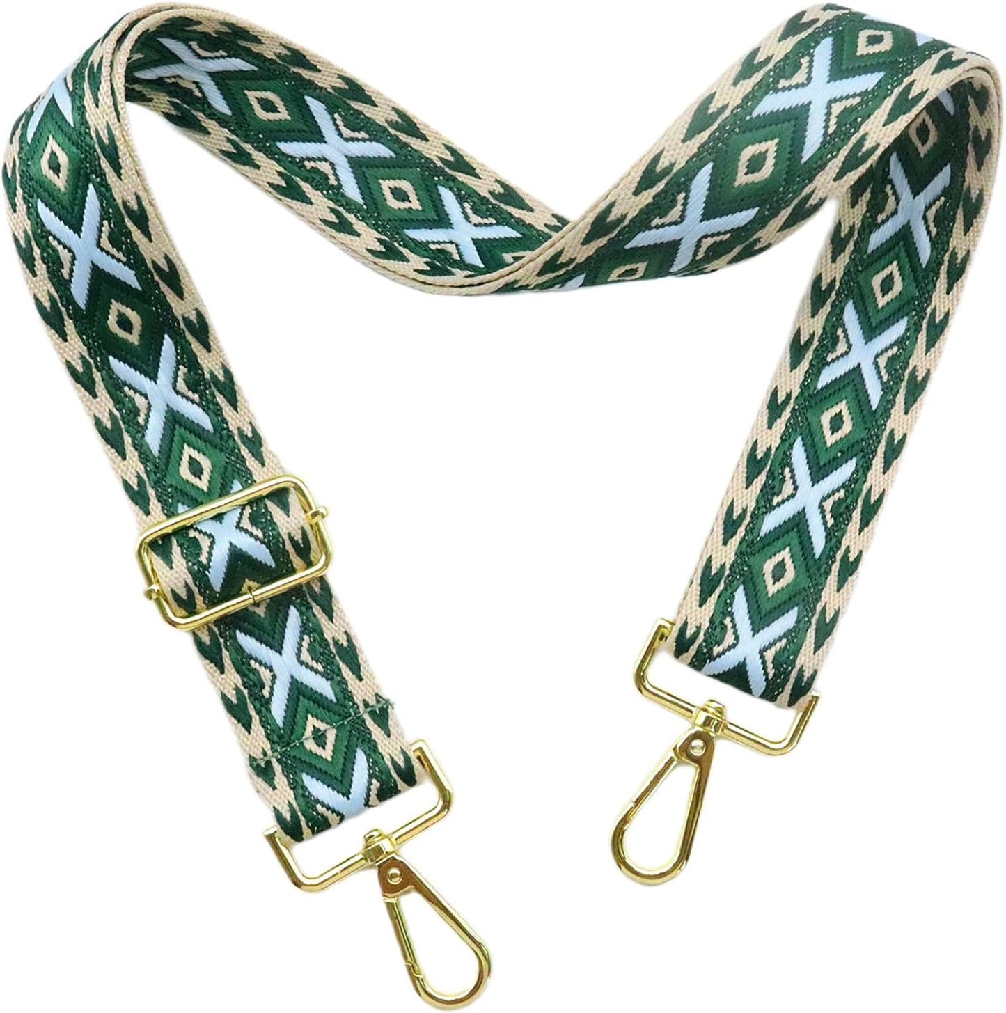 Adjustable Green Purse Strap - 1.5" Wide Handbags, Camera, Guitar, Phone & Crossbody Bag Replacement Shoulder Straps(Gold Hardware)