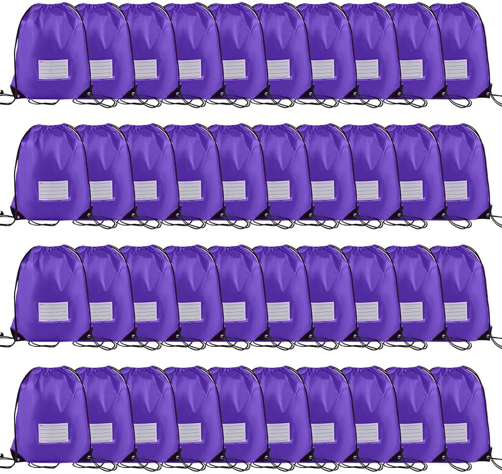 40 Pcs Drawstring Bags,Bulk Draw String Backpack, DIY Gym Sports Cinch Bag Sackpack for Women Men, Purple
