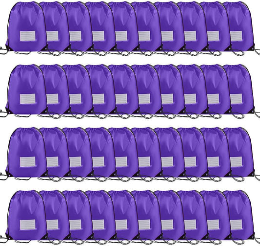 40 Pcs Drawstring Bags,Bulk Draw String Backpack, DIY Gym Sports Cinch Bag Sackpack for Women Men, Purple