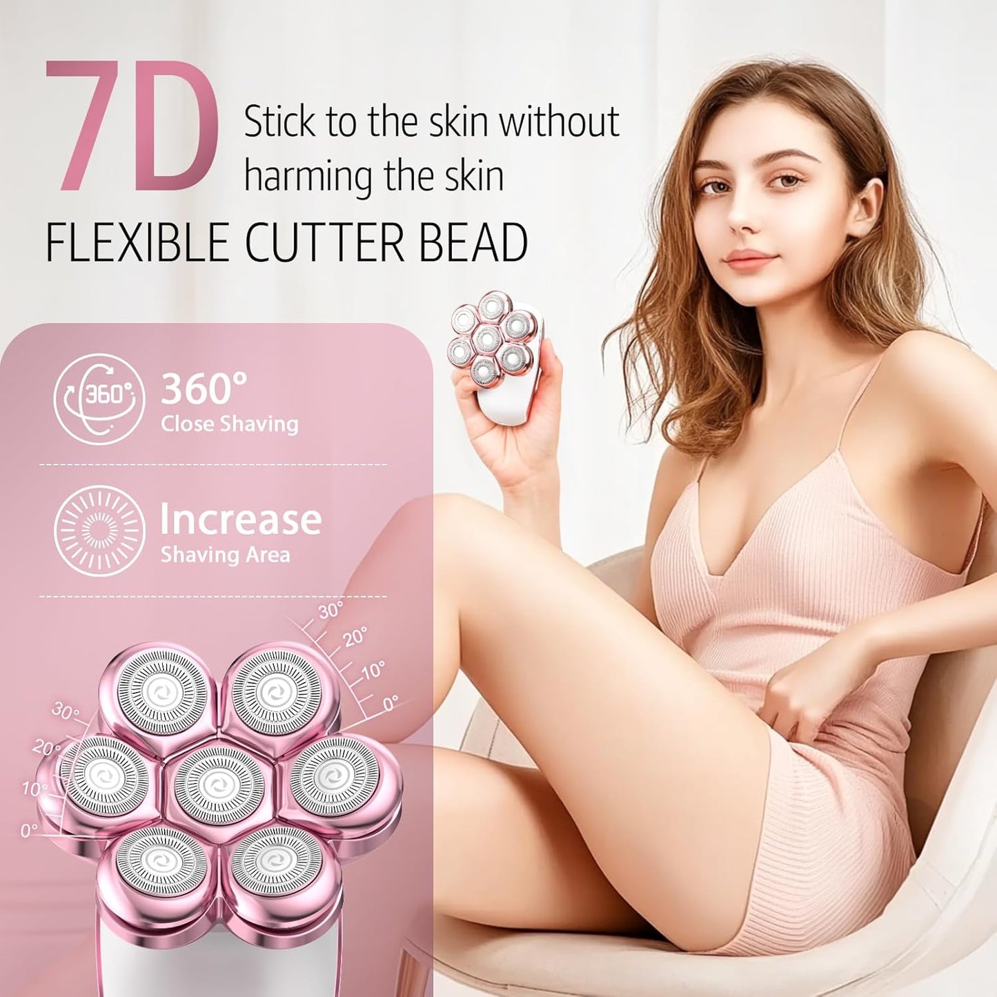 SHPAVVER Electric Razors for Women Legs: Rechargeable Body Shaver - Waterproof Wet Dry Hair Remover - Trimmer for Lady Face Underarms